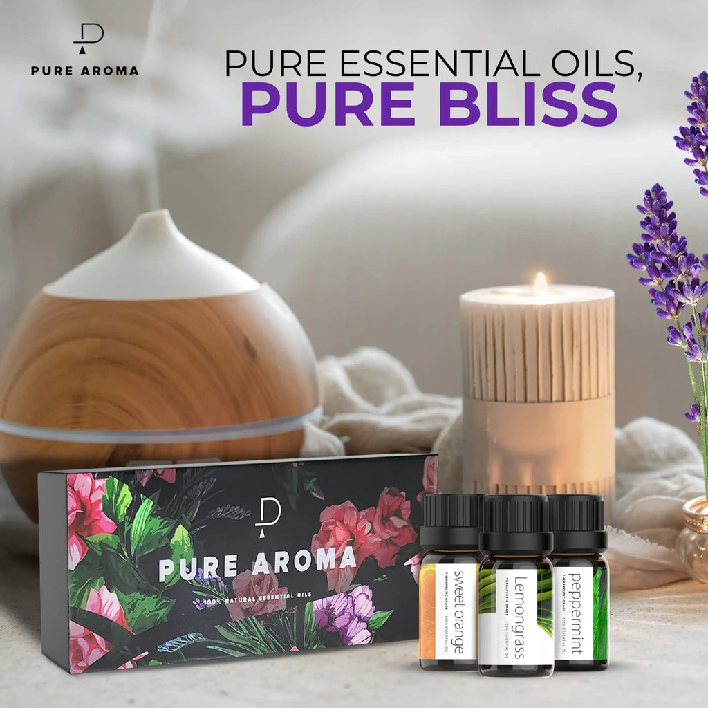 Essential Oils by PURE AROMA 100% Pure Oils kit- Top 6 Aromatherapy Oils Gift Set-6 Pack, 10ML Pure Aroma Au supplements