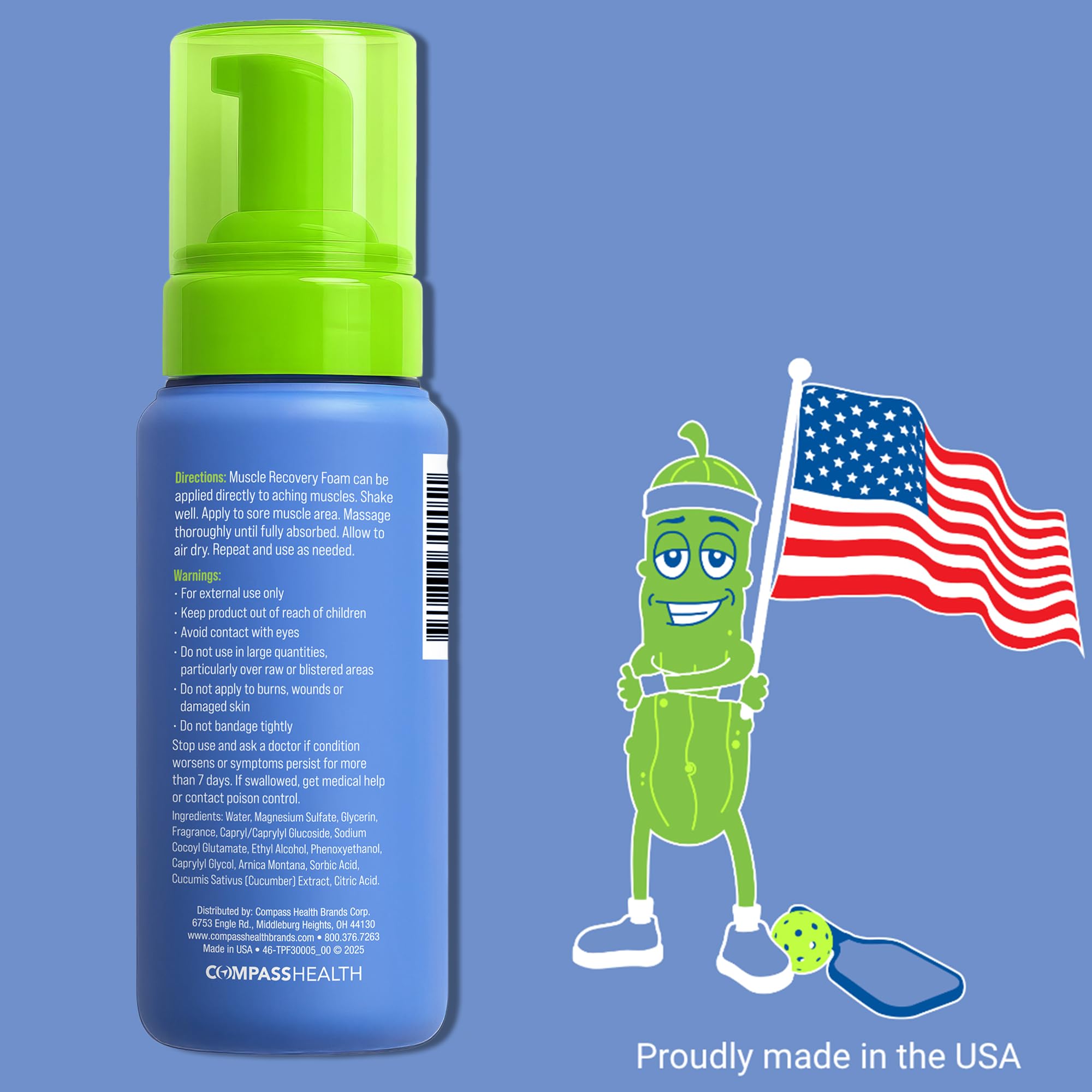 PickleBalm Pickleball Post-Game Foam Muscle Cramp Relief and Relaxer with Magnesium Sulphate, Arnica & Cucumber Extract for Pain and Leg Cramps, Sore Muscle Relief, 7.1oz Bottle PickleBalm Au supplements