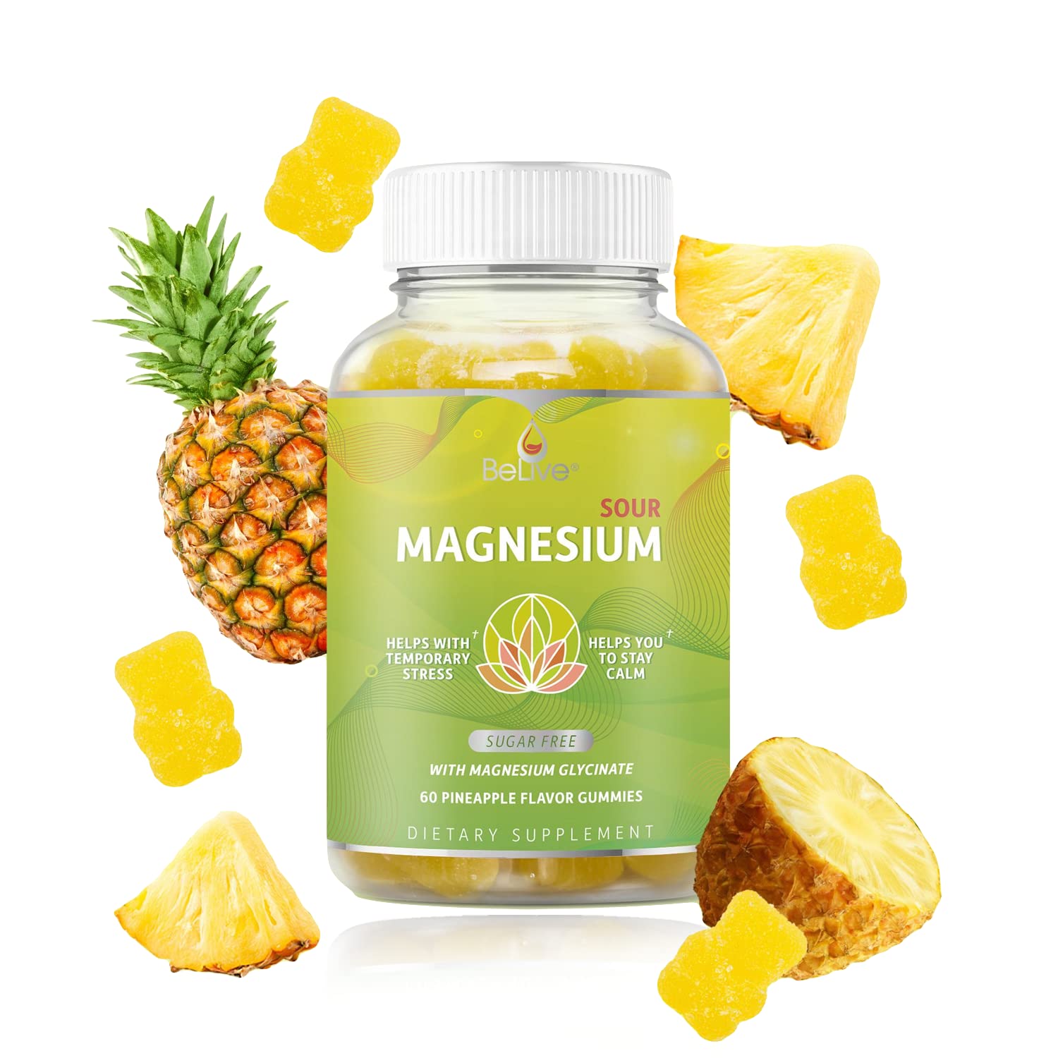 BeLive Magnesium Glycinate Gummies 200 mg - Sugar Free Supplement for Muscle Relaxation, Sleep Support, & Heart Health for Adults & Kids