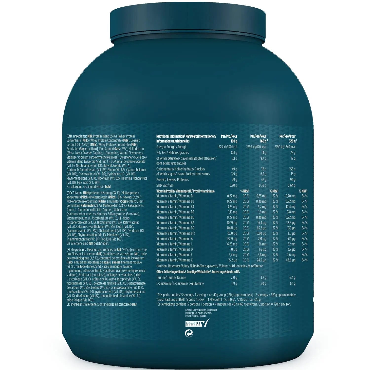 Kinetica OatGain Weight Gainer 600+ Calories & 47g Protein per Serving, 2.4 kg Kinetica Au supplements
