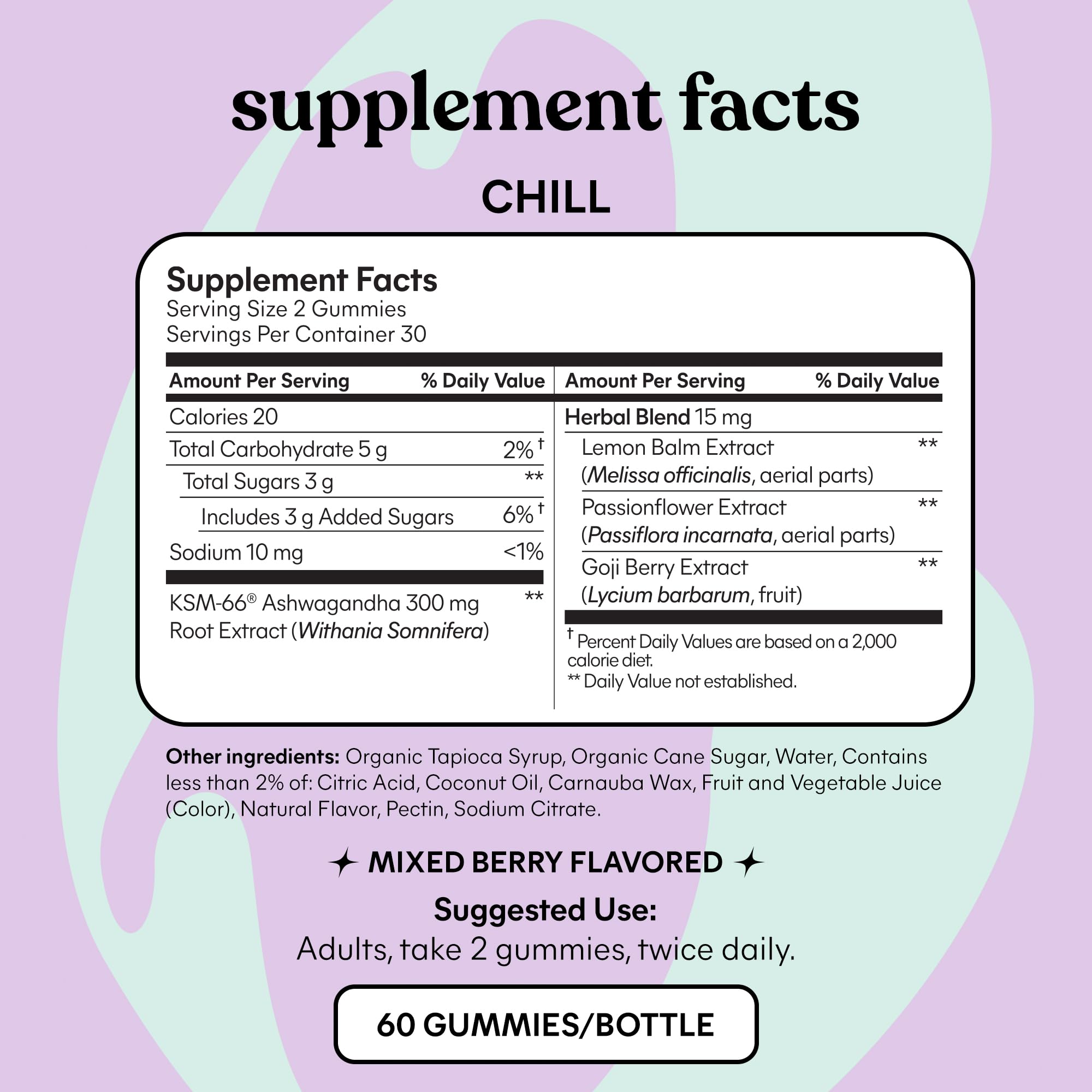 Lemme Chill Stress Relief Gummies with 300mg KSM-66 Ashwagandha, Lemon Balm, Passionflower & Goji to Support Relaxation, Healthy Cortisol & Sleep - Gluten-Free, Non-GMO, Mixed Berry (60 Count) Lemme Au supplements