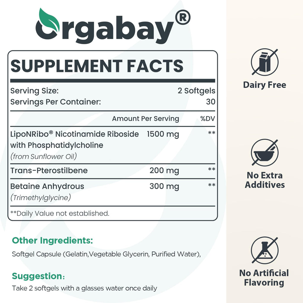 Liposomal Nicotinamide Riboside 2000 MG with TMG and Pterostilbene, Similar to NMN Supplements Boost NAD+, Support Healthy Aging, 240 Count Orgabay Au supplements
