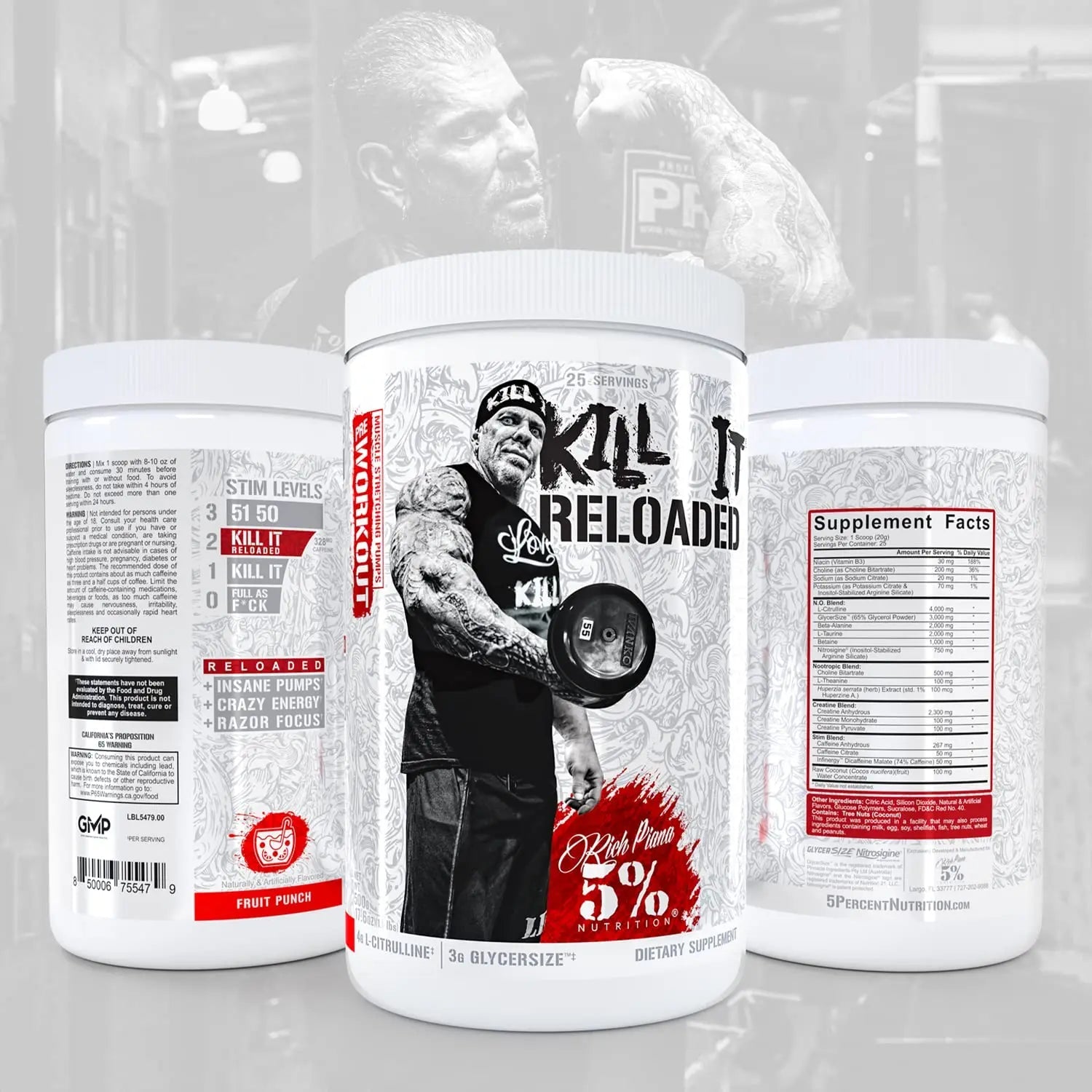5% Nutrition Rich Piana Kill It Reloaded High Stim Pre-Workout | Ultra Energy, Focus 5% Nutrition Au supplements