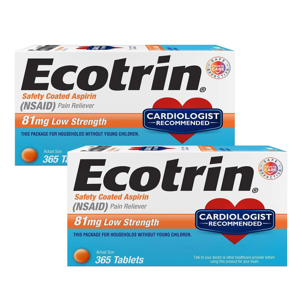 Ecotrin Safety Coated Aspirin Pain Reliever Tablets, Low Strength, NSAID 81mg, 365 ct (Pack of 2) Ecotrin Au supplements
