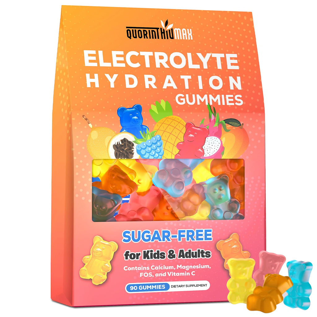 Electrolyte Gummies Sugar Free | Electrolyte Hydration Energy Gummies for Running & Sports - Energy Chews with Calcium & Vitamin C for Kids & Adults,