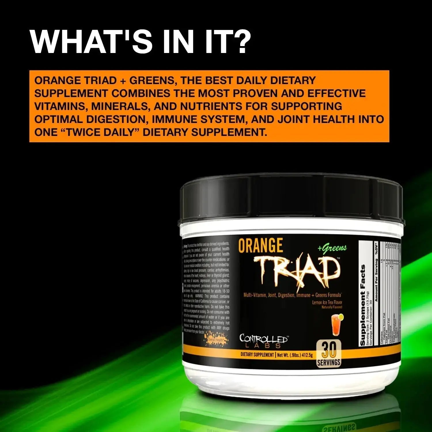 CONTROLLED LABS Orange Triad Plus Greens for Men and Women, 30 Servings Iron Free Sports Supplement for Overall Health CONTROLLED LABS Au supplements