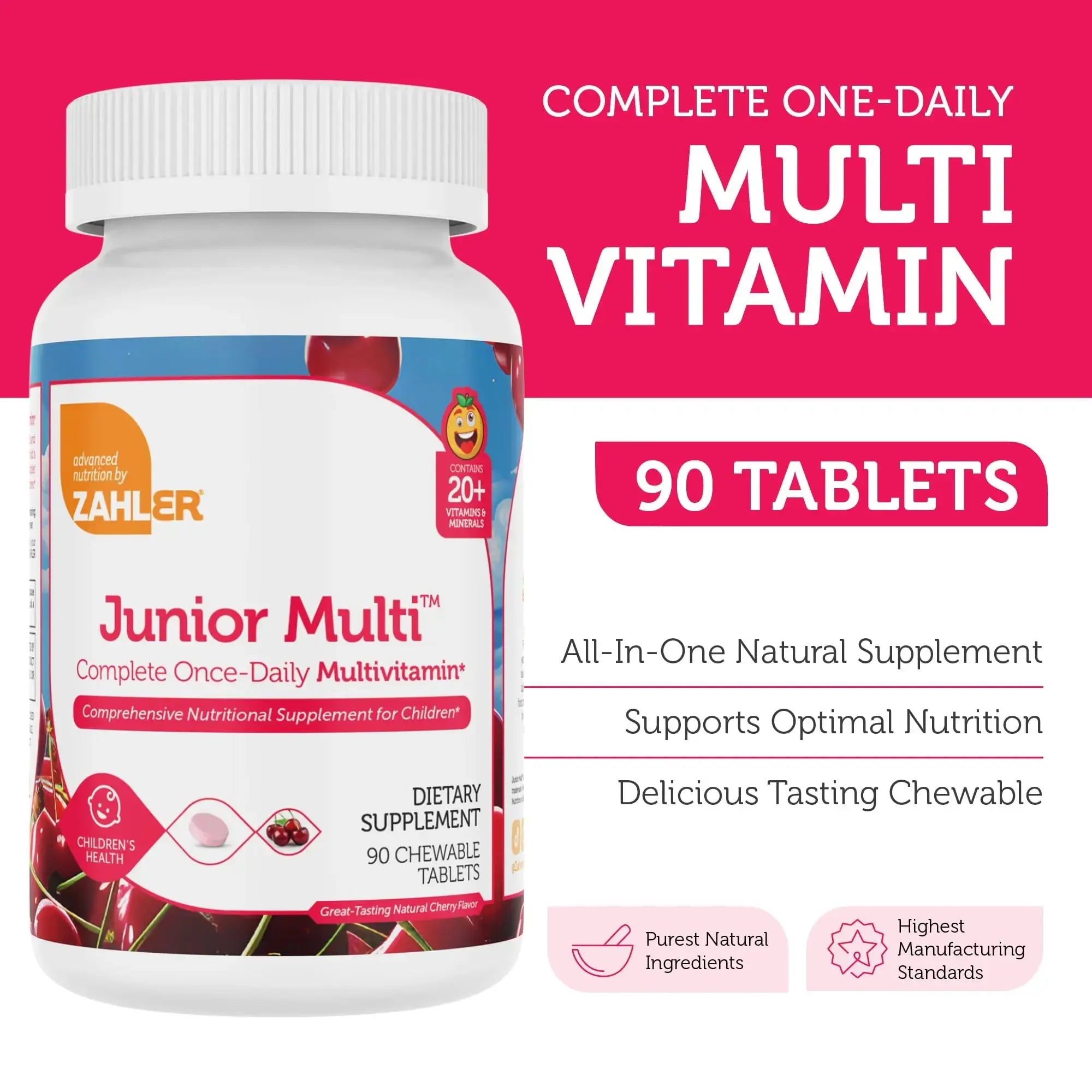 Zahler Kids Multivitamin Chewable Vitamin Tablet - Complete One Daily Vitamins Supplement - Contains 20+ Minerals Zahler Au supplements