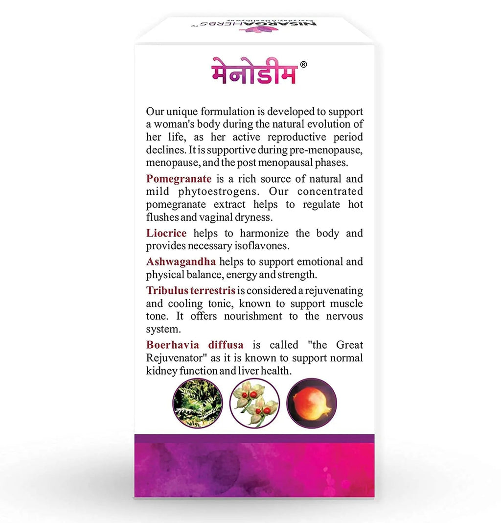 pub Nisarga Herbs Menodim, for Pre-Menopause Relief, Fatigue & Functional Imbalance Support PUB Au supplements
