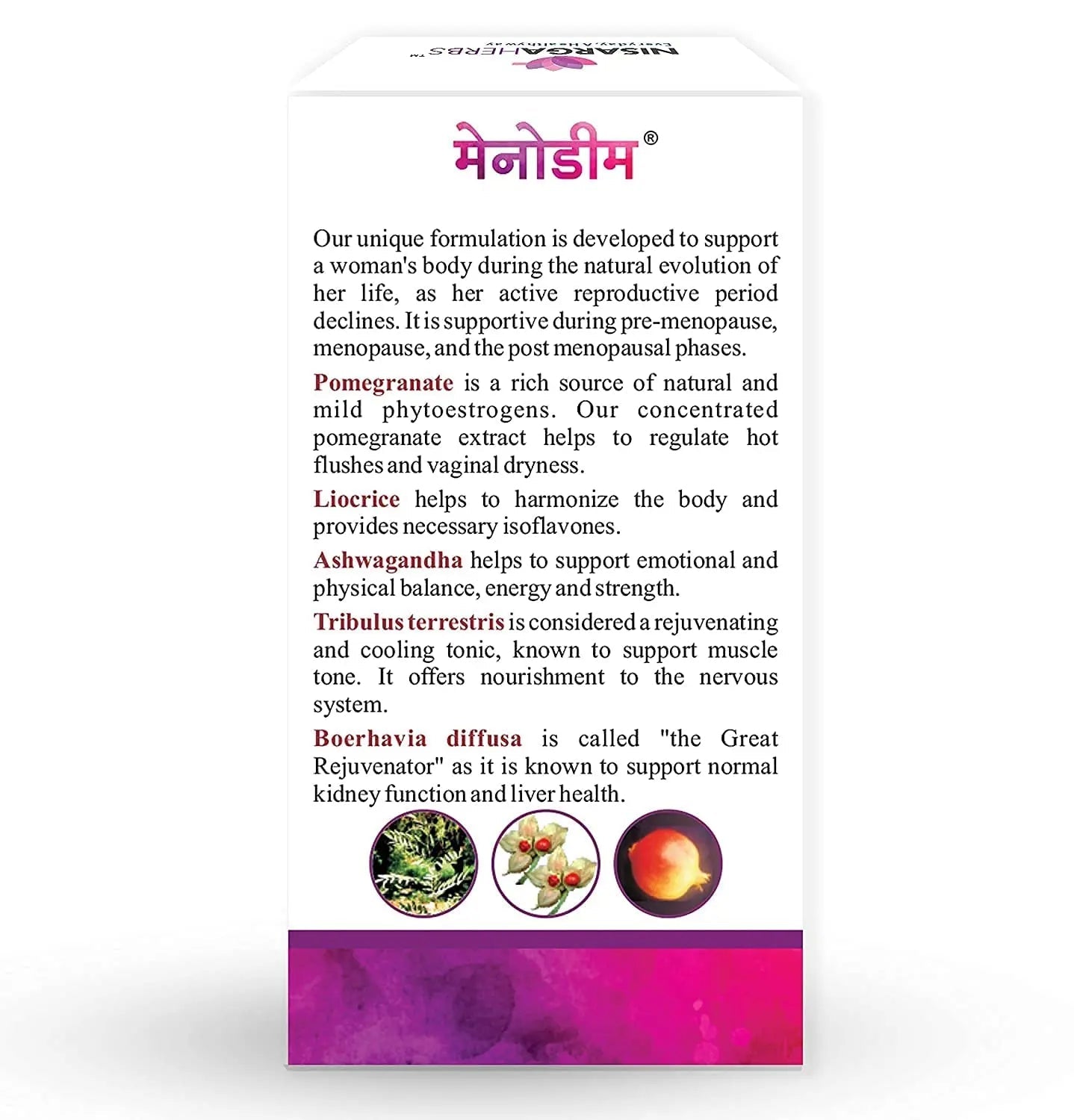 pub Nisarga Herbs Menodim, for Pre-Menopause Relief, Fatigue & Functional Imbalance Support PUB Au supplements