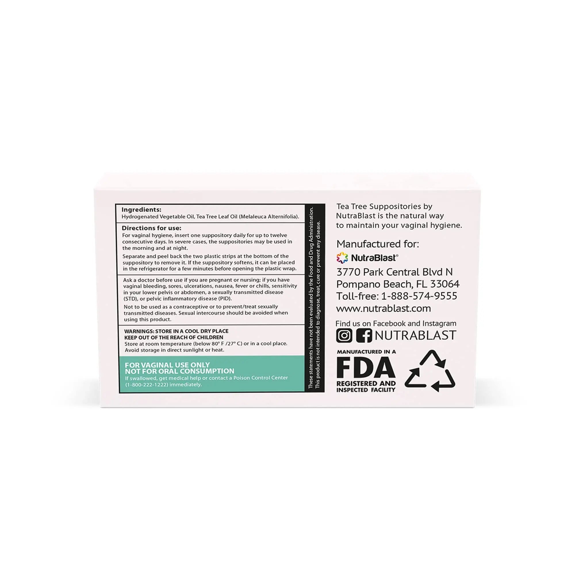 NutraBlast Tea Tree Oil Suppositories (12 Count) | All Natural Intimate Deodorant for Women NutraBlast Au supplements