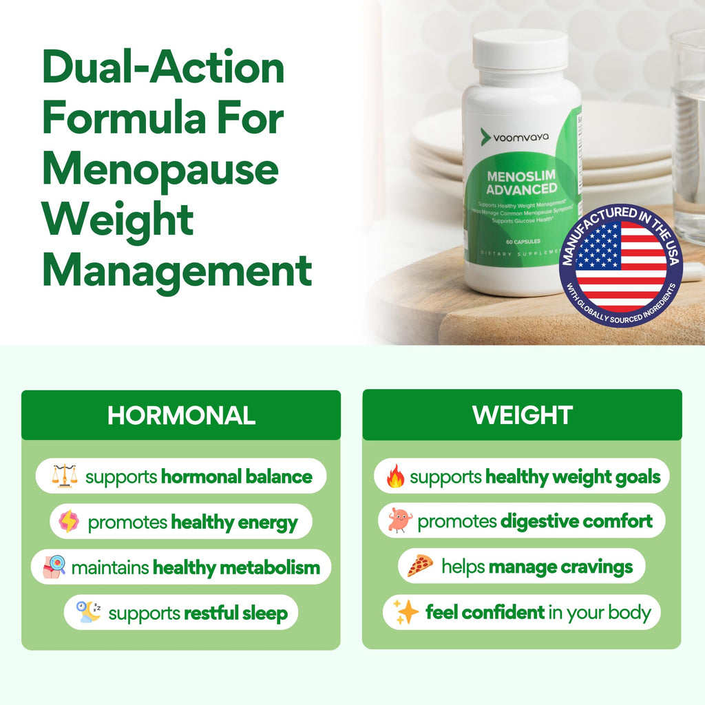 VoomVaya MenoSlim Advanced Menopause Weight Loss for Women – Menopause & Perimenopause Supplement for Women – Supports Healthy Metabolism & Overall Wellness – 60 Capsules VoomVaya Au supplements