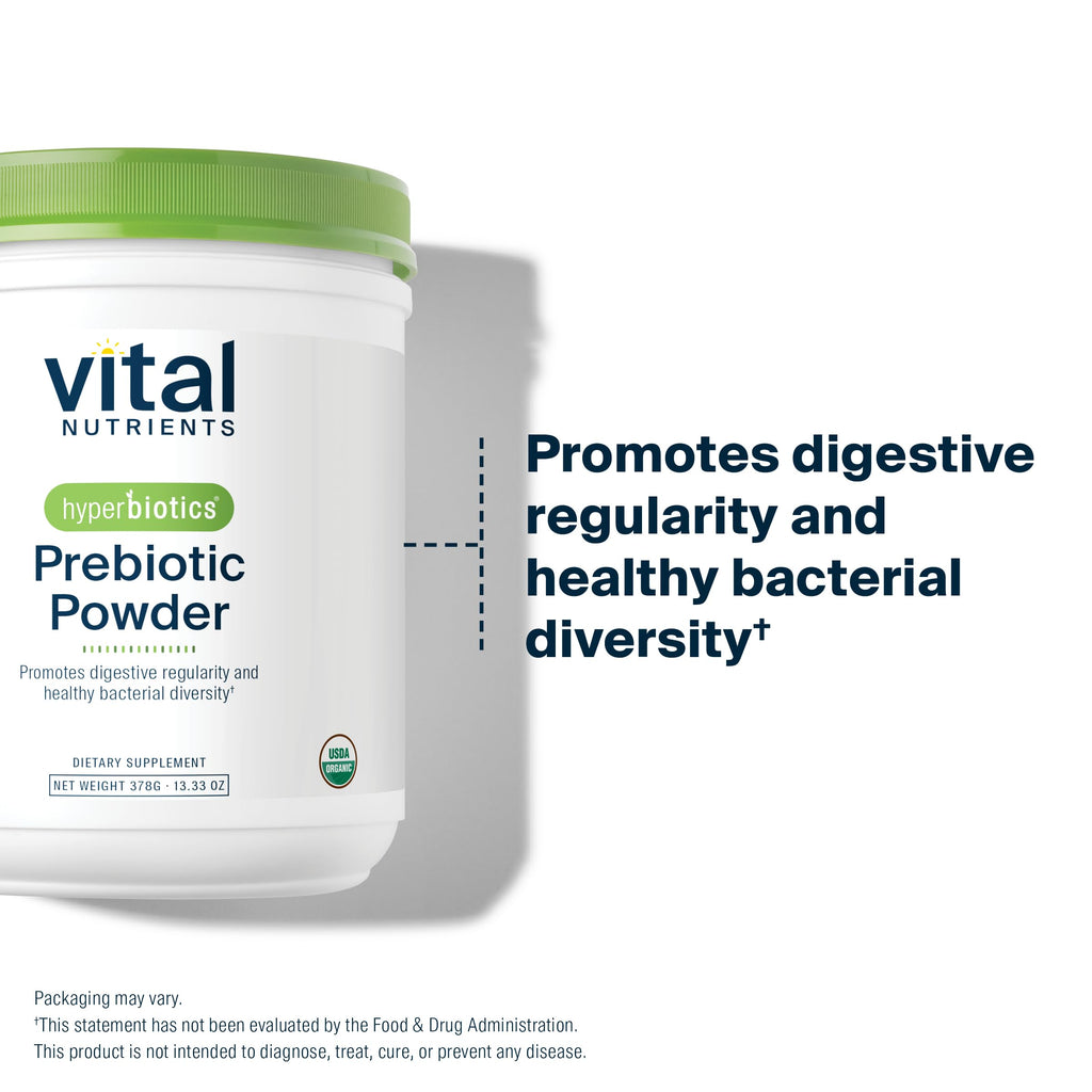 Hyperbiotics Vital Nutrients Organic Prebiotic Fiber Powder | Supports Gut Health and Digestive Regularity | Soluble Fiber Supplement for Women and Men