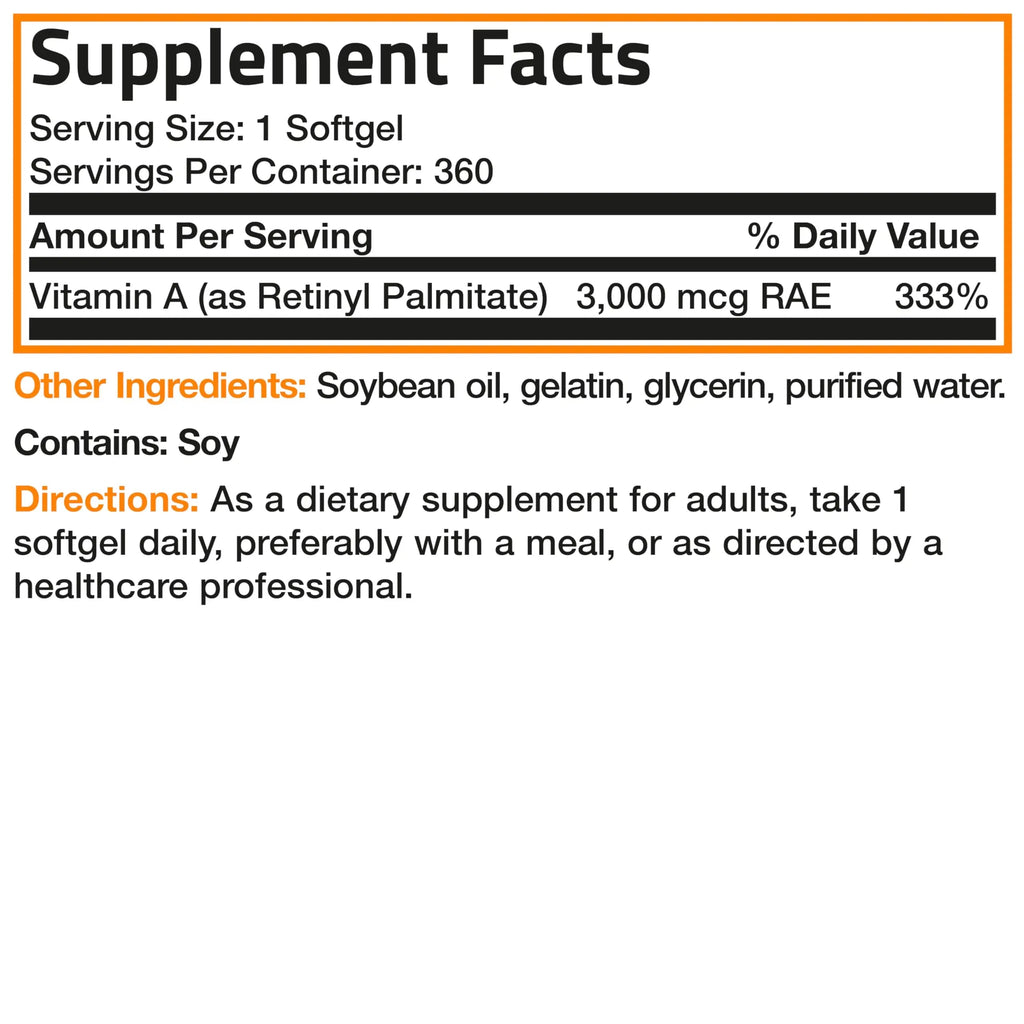 Bronson Vitamin A 10,000 IU Premium Non-GMO Formula Supports Healthy Vision & Immune System and Healthy Growth & Reproduction, 360 Softgels Bronson Au supplements