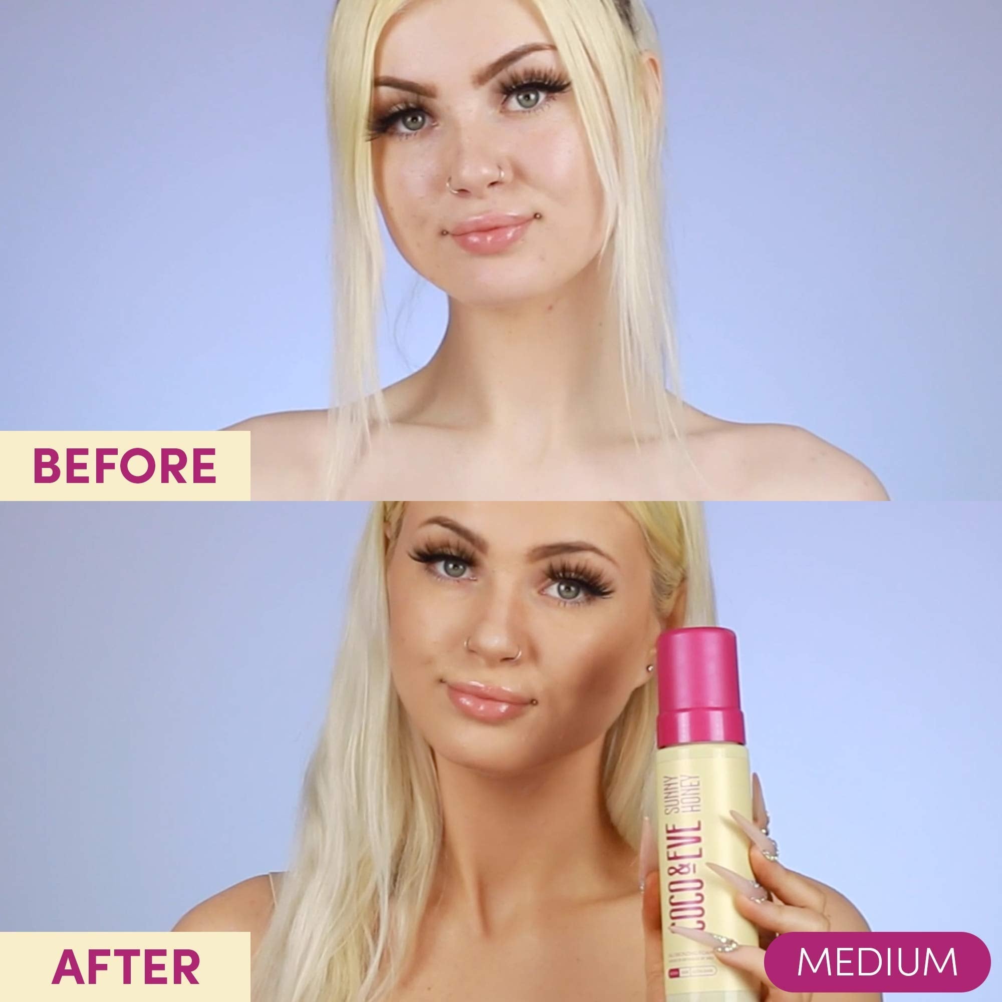 Coco & Eve Self Tanner Foam Kit - (Medium) Streak-Free Sunless Tanning Mousse, Tropically Scented Natural Looking Tan