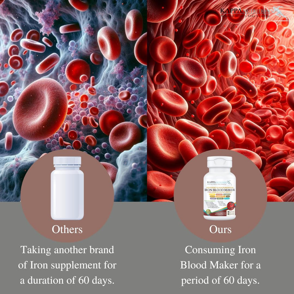 KAPPA NUTRITION Iron 26mg, Vitamin C & Orange 150mg, Folate 667mcg DFE, Vitamin B12, Beetroot, Brewers Yeast, Broccoli & MCT Oil 9 in 1 Advanced Complex (90 Capsules) KAPPA NUTRITION Au supplements