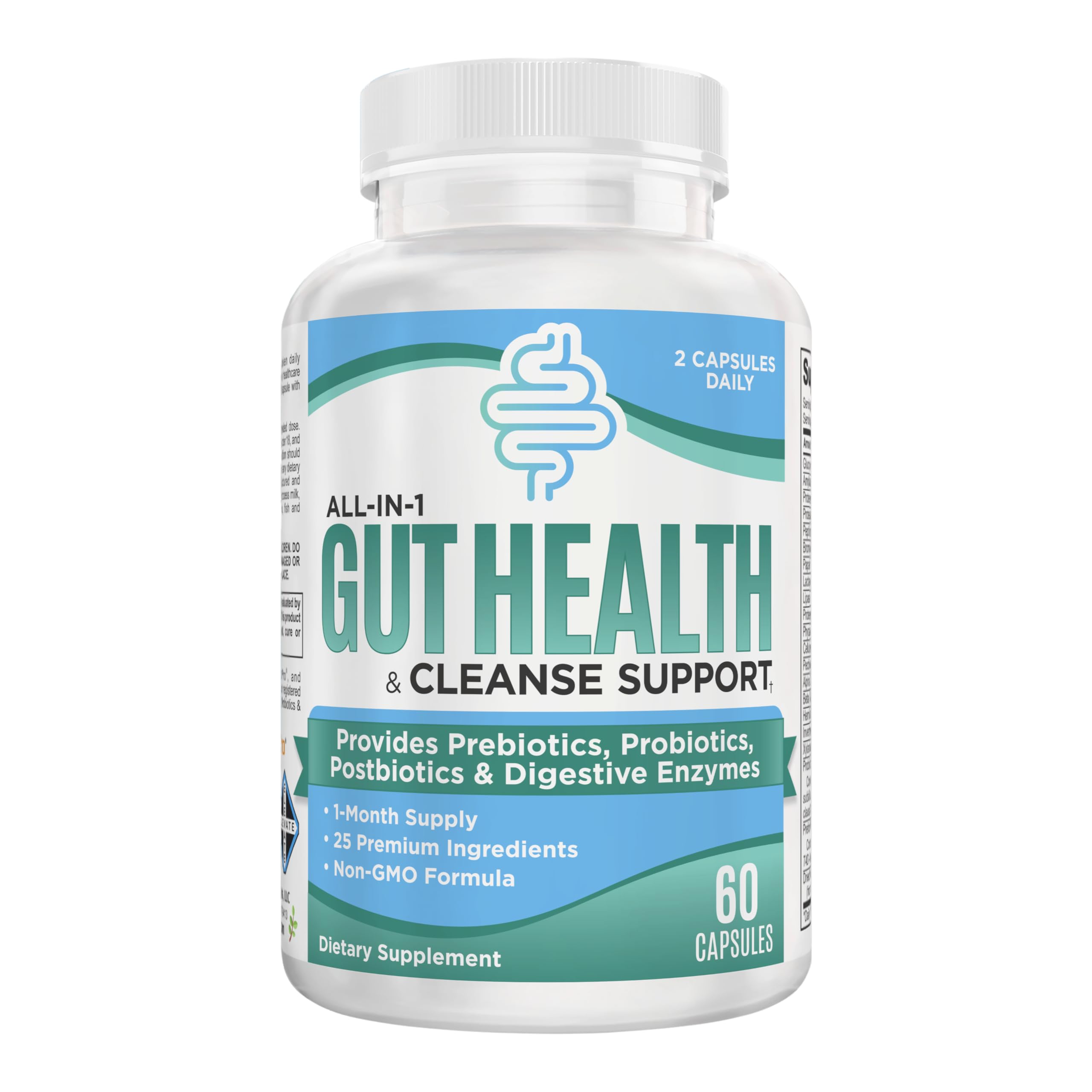 Gut Health Support Supplement (25-in-1) with Prebiotics, Probiotics, Postbiotics & Digestive Enzymes | Gut Supplements | 60 Capsules Elevate Recovery Supplements Au supplements