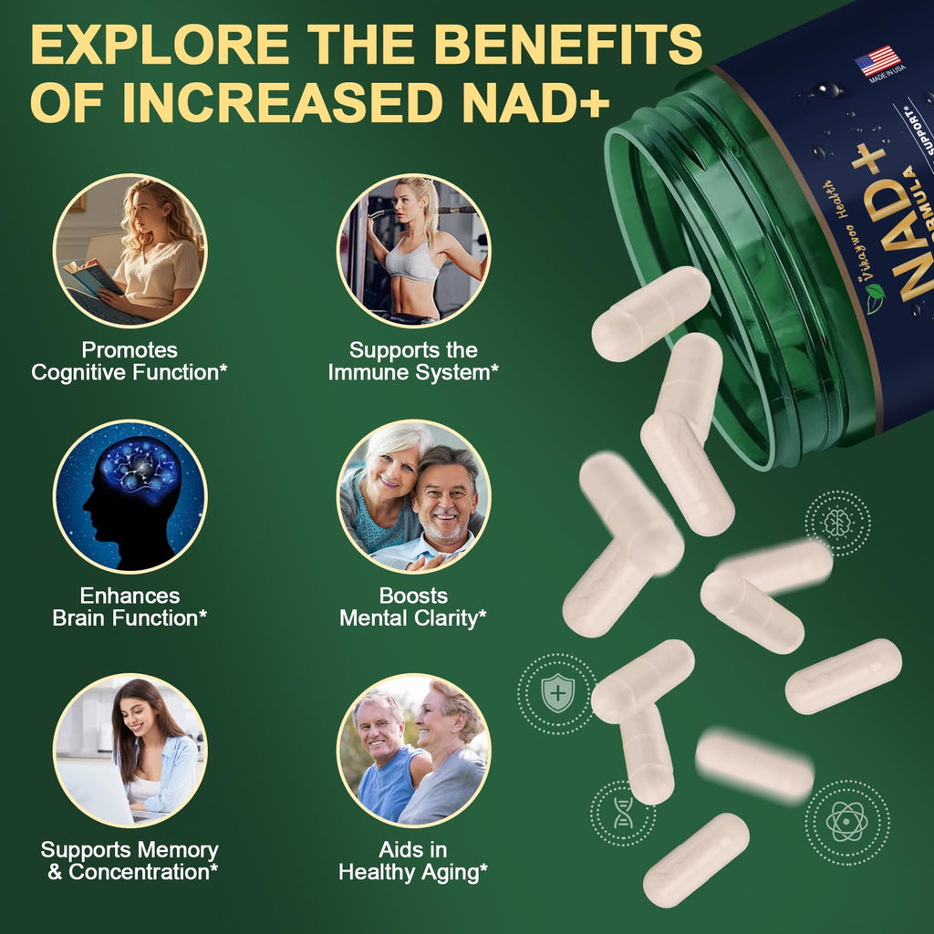 Vikaywoo NAD Supplement 1585 Mg -True NAD & Resveratrol, NMN Alternative Liposomal NAD+ for Women & Men, Support Cellular Health, Stamina & Healthy Aging - 120 Capsules Vikaywoo Au supplements