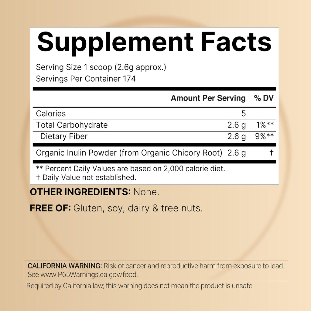 NatureBell Organic Inulin Prebiotic Fiber Powder, 1lb | Natural Chicory Root Source – Easily Mixes with Coffee or Smoothies – Fiber Supplement for Women & Men
