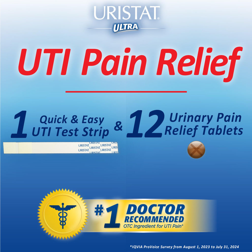 Uristat Ultra Strength Urinary Tract Infection Treatments and Test Relief Kit – 1 UTI Test Strip & 12 Cranberry Flavor Relief Tablets to Ease Urinary Pain, Burning & Urgency URISTAT Au supplements