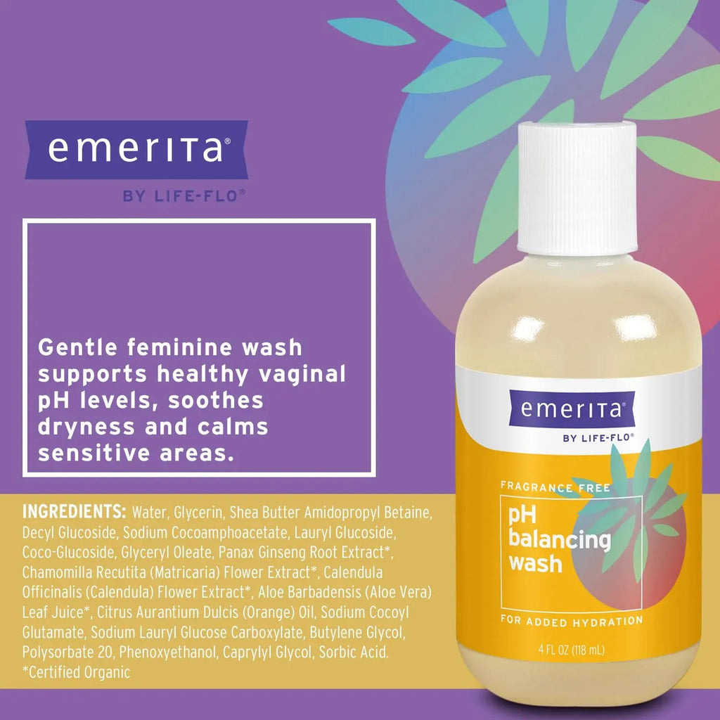 Emerita by Life-flo pH Balancing Feminine Wash, Hydrating Cleanser Soothes Delicate Areas Emerita Au supplements