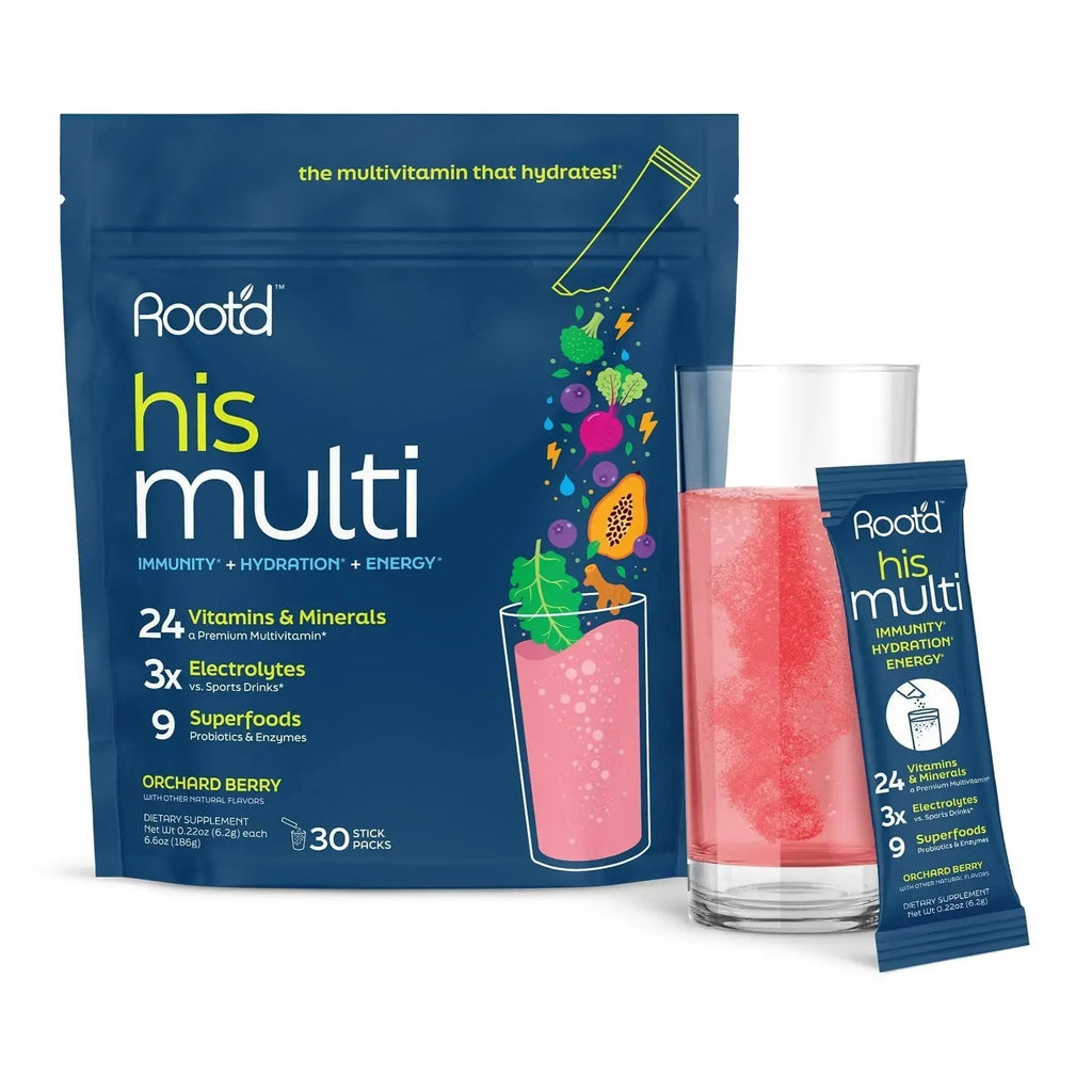 Root'd Multivitamin Powder for Men - 24 Vitamins & Minerals with 3X Electrolytes, 9 Organic Superfoods, Probiotics & Enzymes Root'd Au supplements