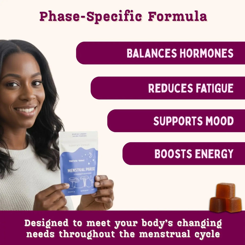 Period ovulatory & PMS Support Supplement for Women – Hormone Balance + 4-Phase Menstrual Cycle Kit | Vegan Functional Mushroom Gummies by Baker’s Botanics (Pack of 6)(30 Gummies) Baker's Botanics Au supplements
