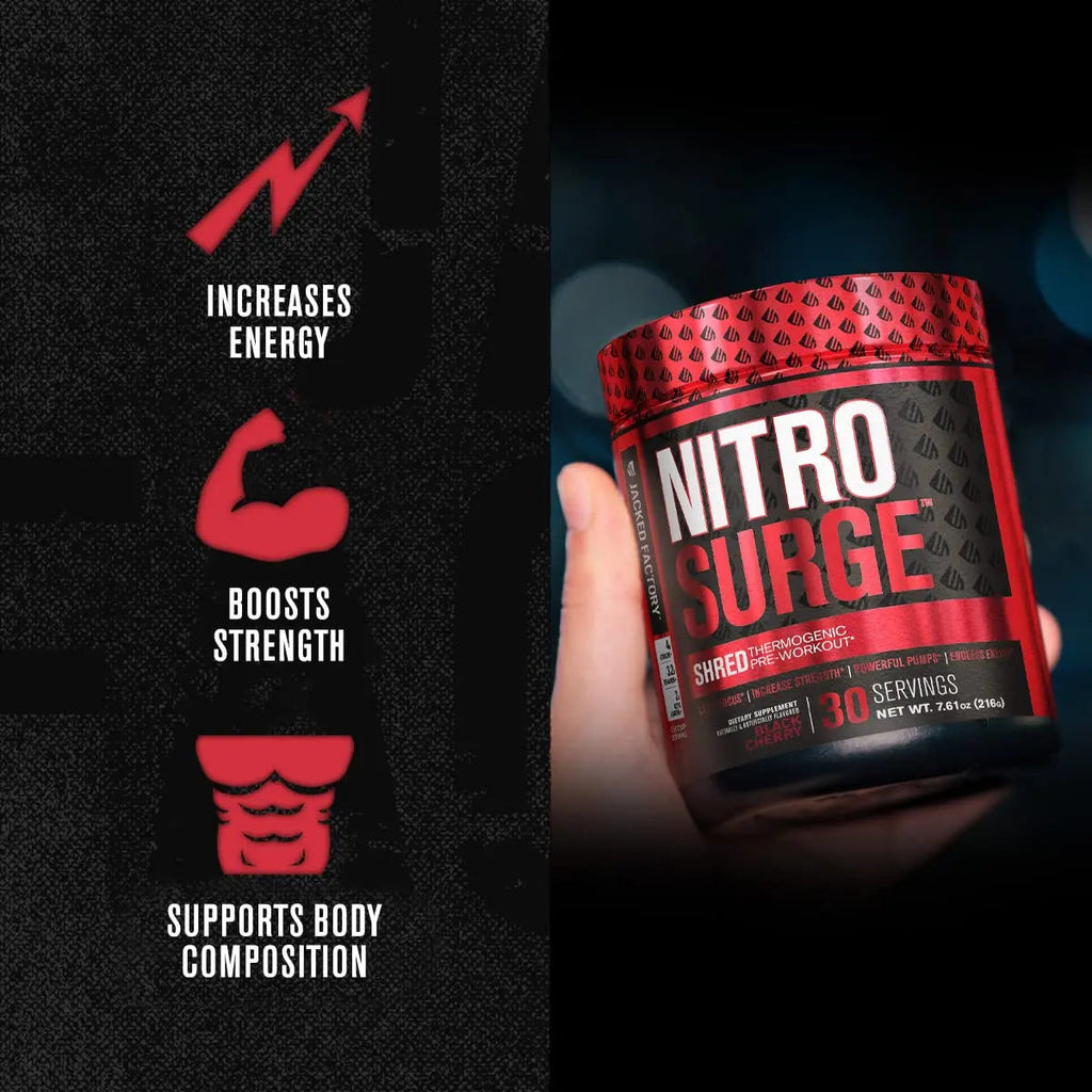 Jacked Factory Nitrosurge Shred Thermogenic Pre-Workout in Watermelon & N.O. XT Nitric Jacked Factory Au supplements
