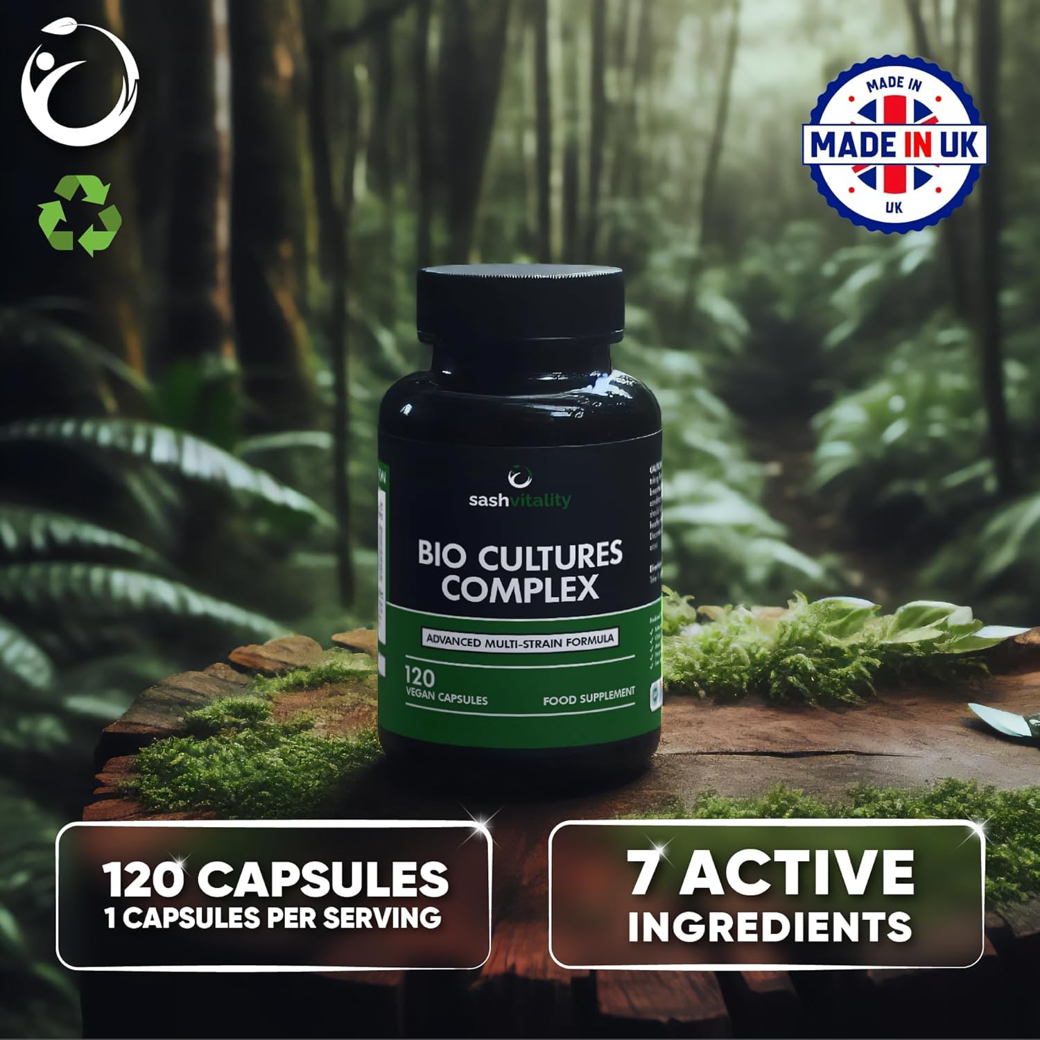 Probiotics & Prebiotics | 435 Billion CFU | Bio Cultures Complex | 120 Vegetarian Capsules for Women & Men - Lactobacillus Acidophilus, Bifidobacterium