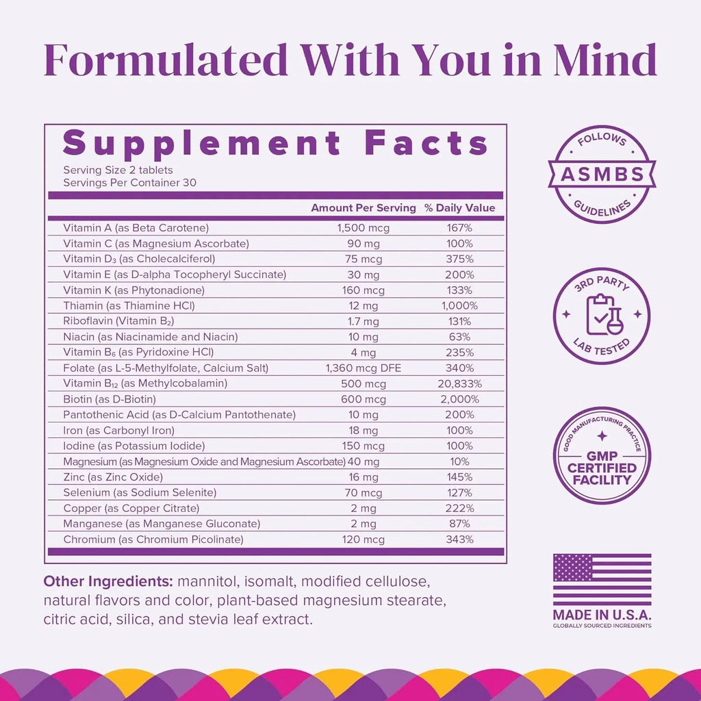 BariMelts Bariatric Multivitamin with Iron - 1 Month Supply (60 Fast-Dissolving Tablets) - Sugar-Free - Post-Op Bariatric Vitamins BariMelts Au supplements