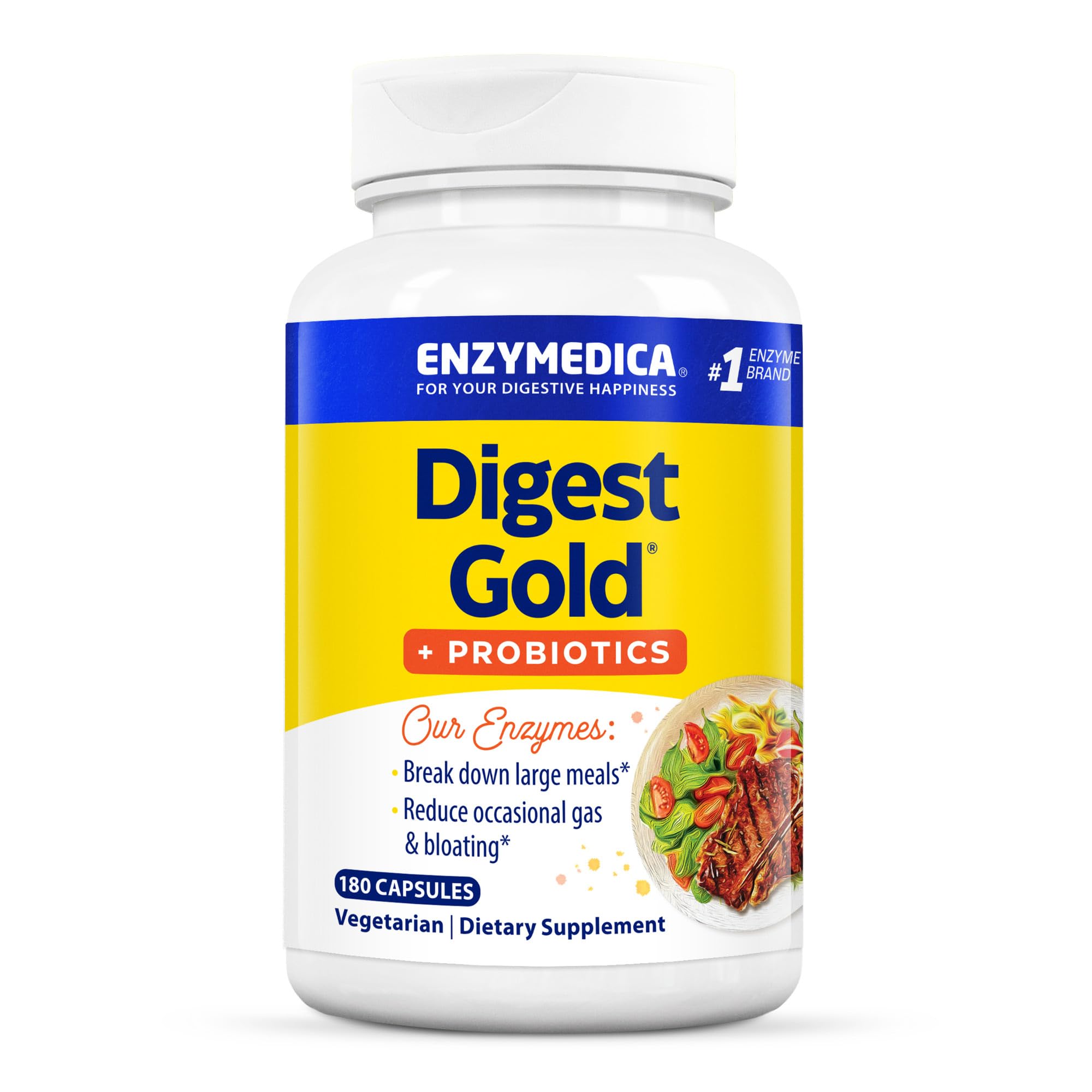 Enzymedica Digest Gold + Probiotics, 2-in-1 Digestive Enzymes & Probiotic Support, Promotes Gut Health with 1 Billion Active Cultures, 180 Capsules Enzymedica Au supplements