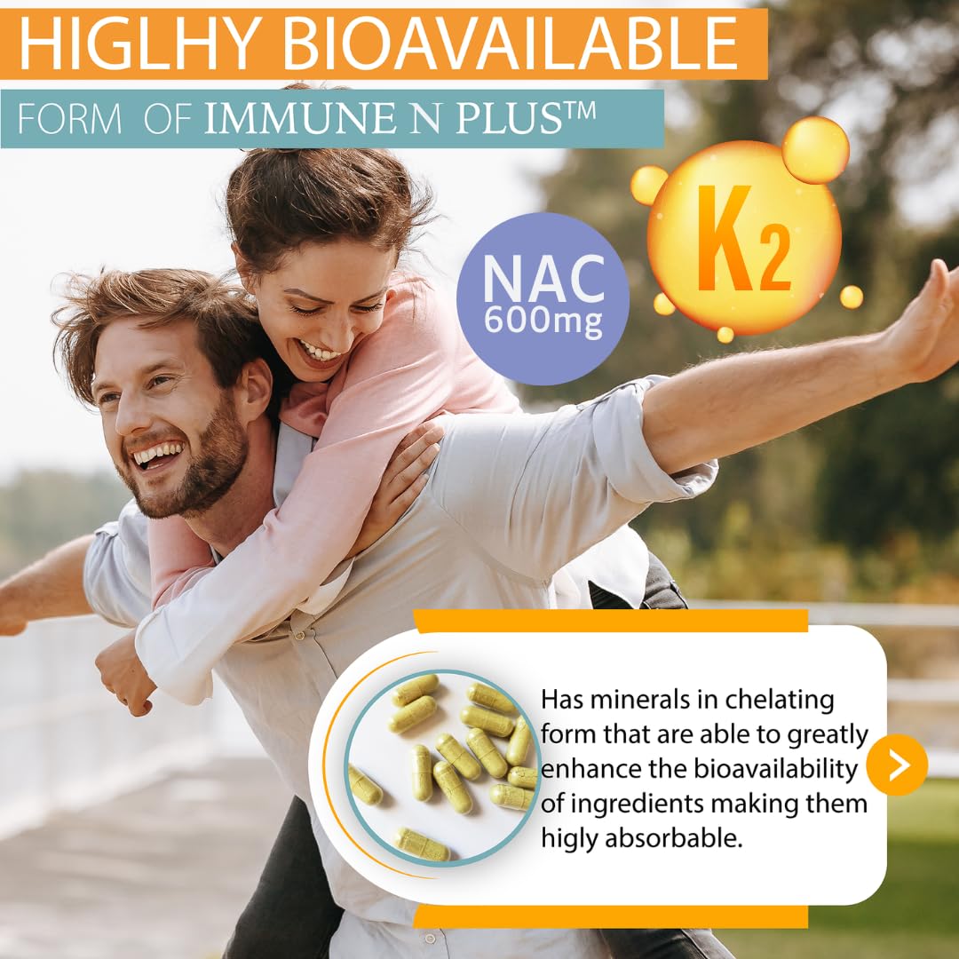 (90 Capsules), NAC 600mg, Quercetin 1,000mg, Vitamin C 500mg, Zinc 50mg, Vitamin D3 5,000iu, Selenium, Copper, Acerola, Ginger, Rutin, Citrus Bioflavonoids, Rose Hips, Echinacea, Immune N Plus 15 in 1 KAPPA NUTRITION Au supplements