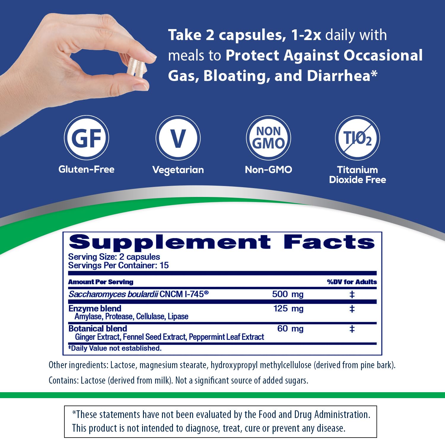 Florastor Advanced Gas and Bloat Probiotic, Digestive Enzymes and Botanicals, Plus Probiotics for Digestive Health, 30 Capsules Florastor Au supplements