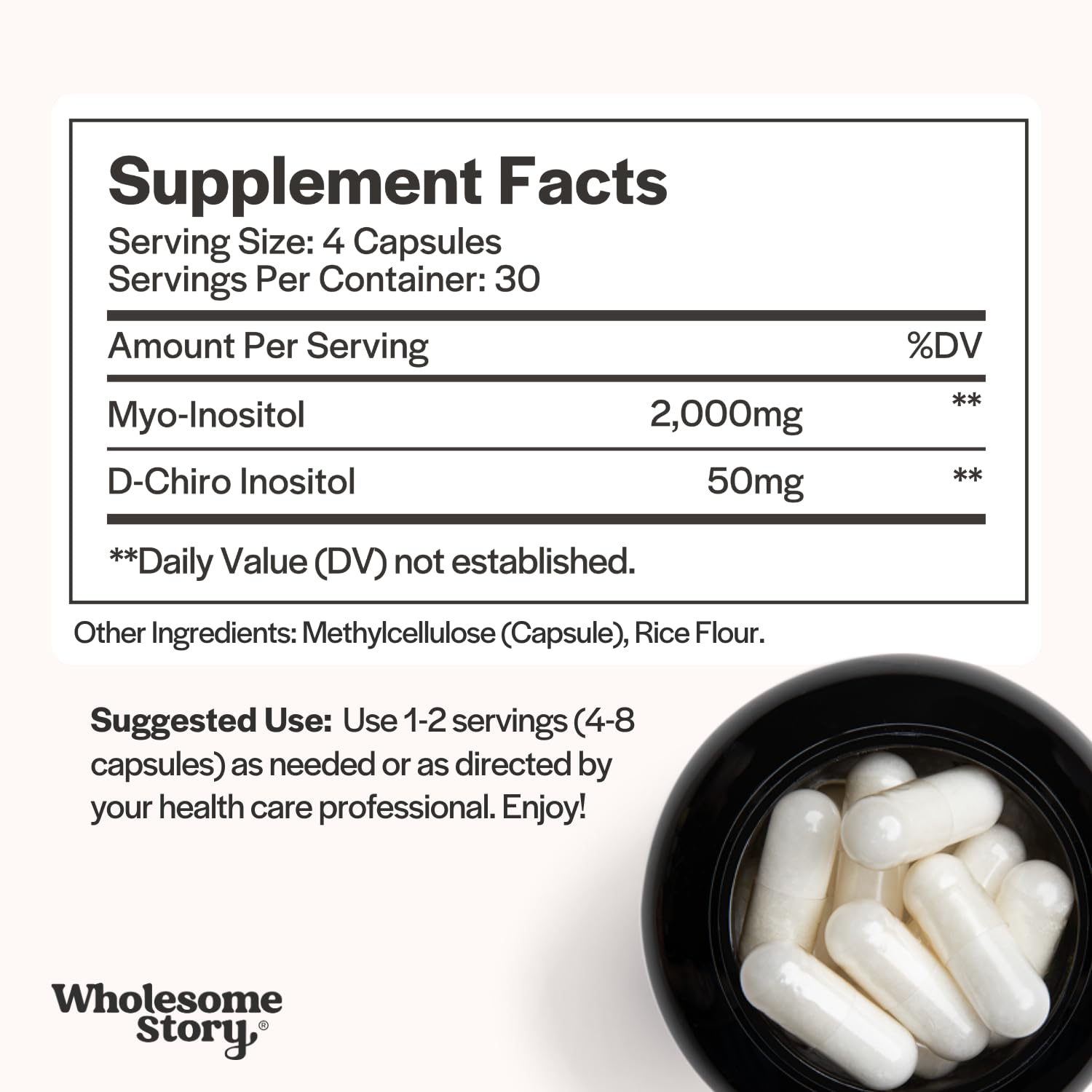 Wholesome Story Myo-Inositol & D-Chiro Inositol Supplement for Women | Fertility Supplements for Hormonal Balance & Ovarian Health Support