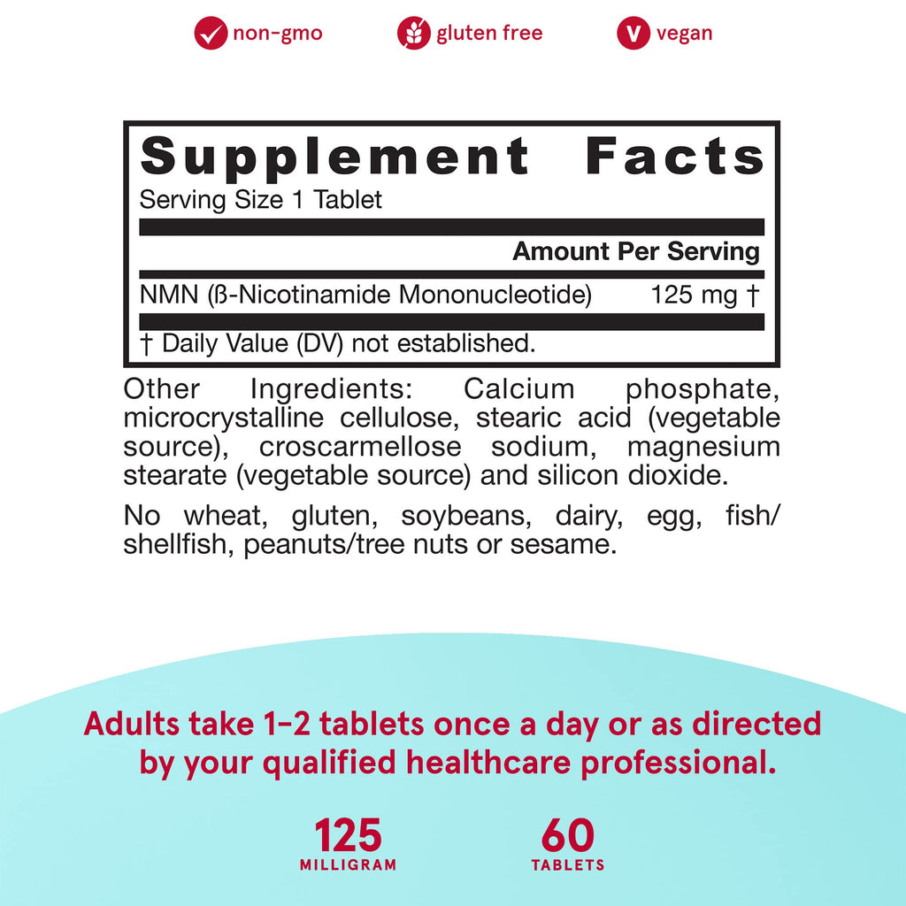 Jarrow Formulas Nicotinamide Mononucleotide (NMN) - 60 Tablets - Supports Energy Production - Dietary Supplement - Vegan, Gluten Free, Non-GMO - 60 Servings (Packaging May Vary) Jarrow Formulas Au supplements