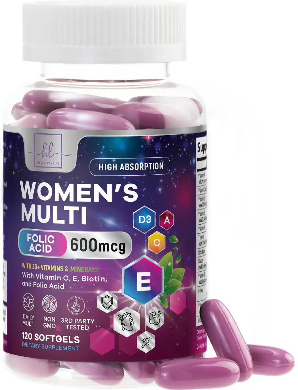 Multivitamin For Women - Complete Daily Woman's Multivitamins with Biotin, Calcium, Folic Acid, Iron, Zinc, Vitamin A, C, D, E & B Vitamins Hello Lovely! Au supplements