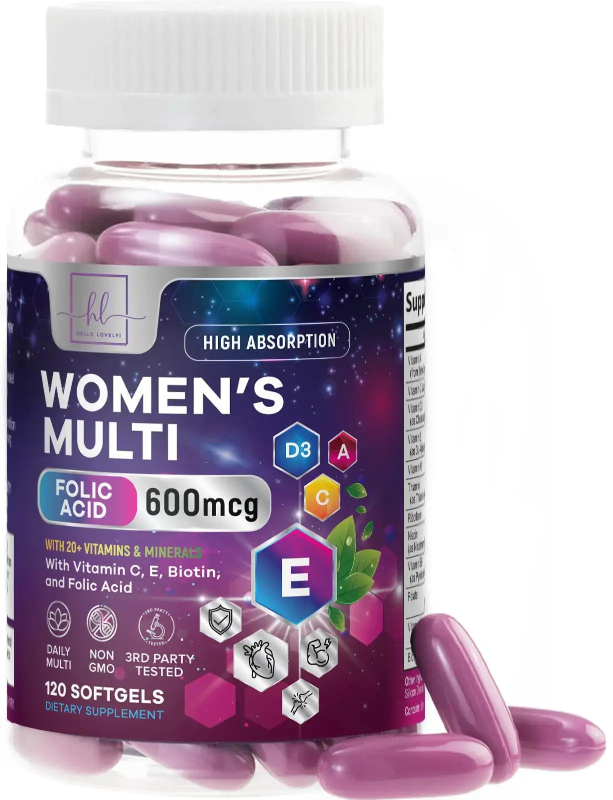 Multivitamin For Women - Complete Daily Woman's Multivitamins with Biotin, Calcium, Folic Acid, Iron, Zinc, Vitamin A, C, D, E & B Vitamins Hello Lovely! Au supplements