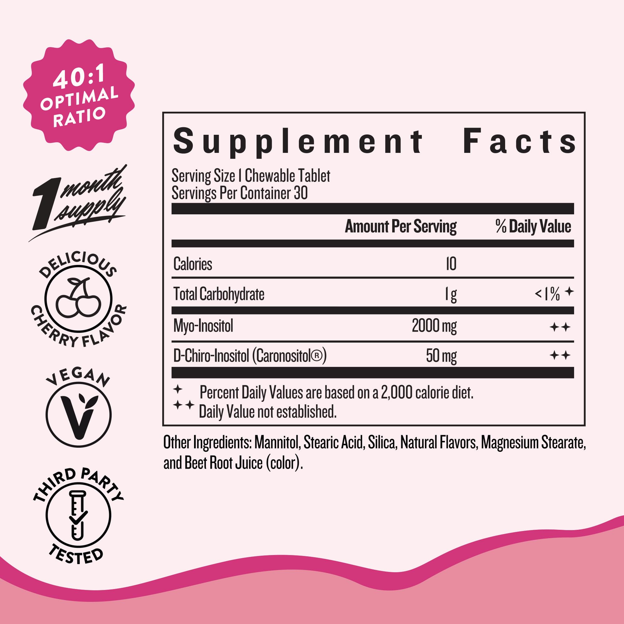 Legendairy Milk Myo-Inositol & D-Chiro Inositol Supplement for Women, 40:1 Ratio, PCOS & Fertility Support, Hormone Balance, Sugar Free Vegan Chewable Tablets, Cherry Flavor, 30 Day Supply Legendairy Milk Au supplements