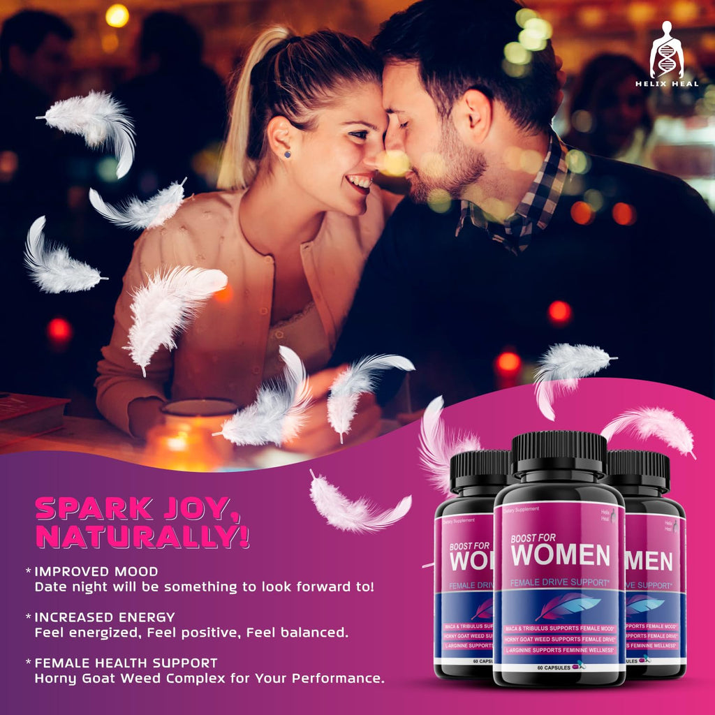 Helix Heal Libido Booster for Women Fast Acting with Horny Goat Weed - Female Desire Pills with Maca Root, Tribulus Terrestris, Ginseng and Hornygoatweed Women - Hormone Balance, Made in USA (60 ct) Helix Heal Au supplements