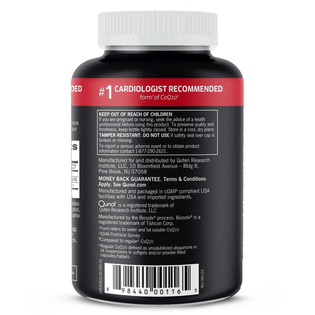 Qunol Ultra CoQ10 100mg, 3x Better Absorption, Patented Water and Fat Soluble Natural Supplement Form of Coenzyme Q10