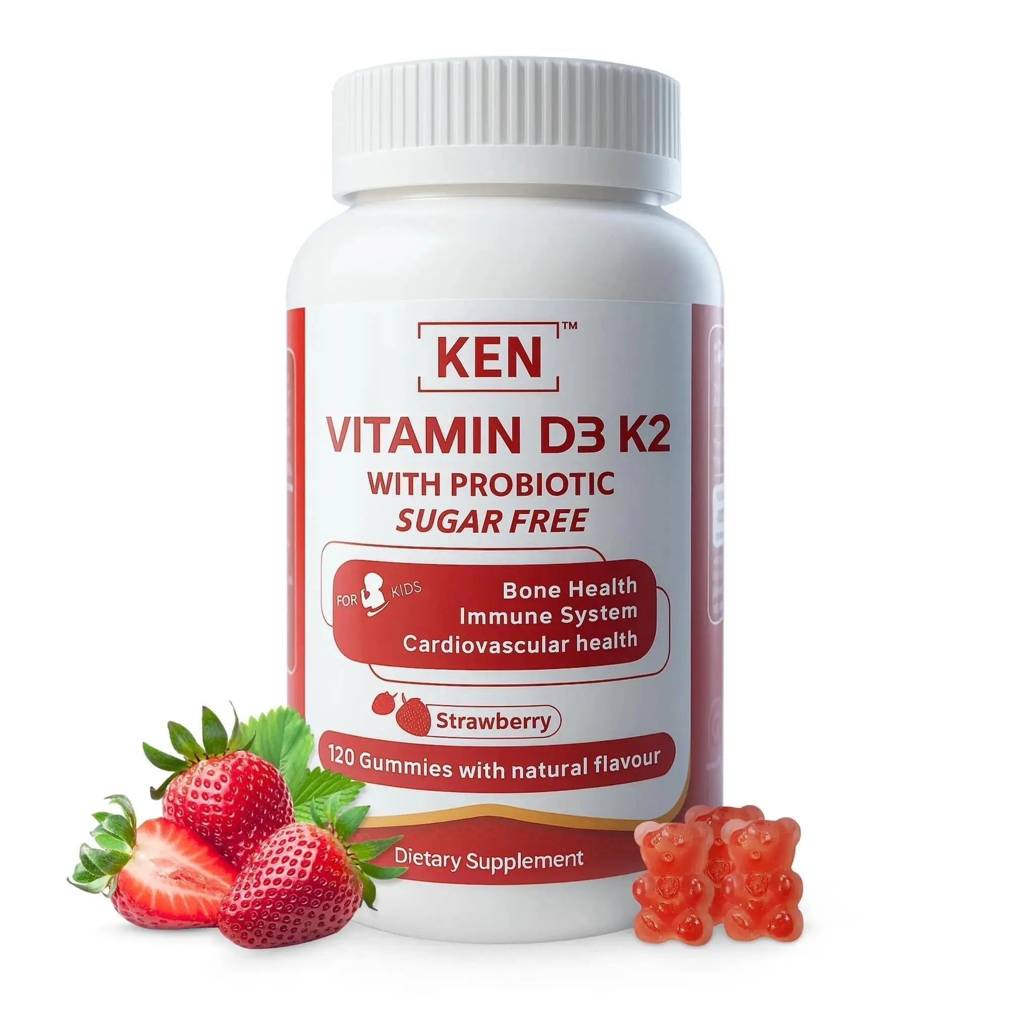 KEN Vitamin D3 K2 with Probiotic for Kids, Sugar-Free Gummies for Calcium Absorption, Bone Support, 5 Billion CFU Probiotics for Gut Balance and Immune Function KEN Au supplements