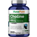 NusaPure Choline Bitartrate - Suitable for Vegetarian/Vegan, Non - GMO - 650 mg 200 Capsules NusaPure Au supplements