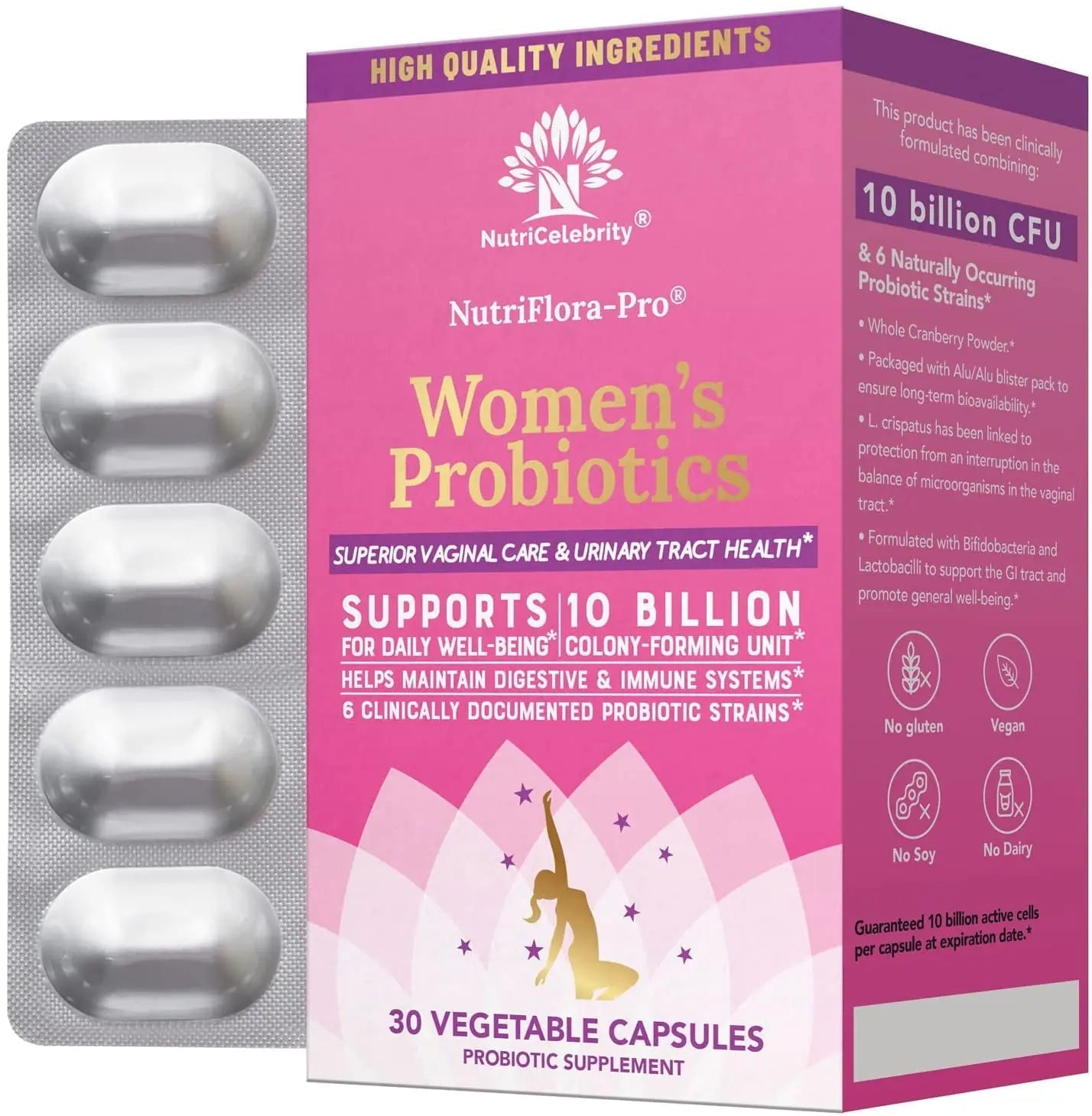 NutriCelebrity NutriFlora-Pro Probiotics for Women, Vaginal, Urinary Health, Immune System Digestive Nutricelebrity Au supplements