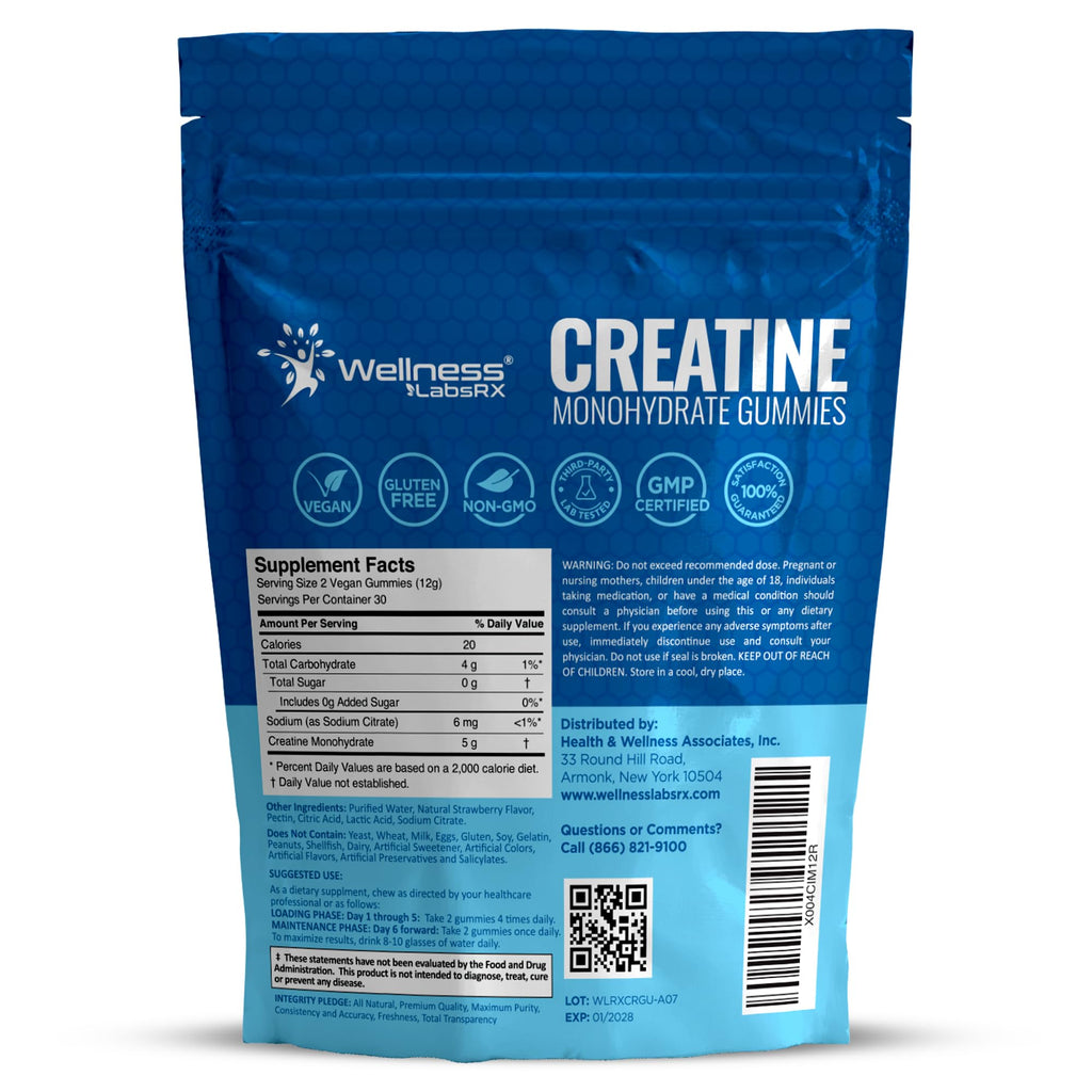 Creatine Gummies 5000mg, 30 Servings Creatine Monohydrate Gummies - Third-Party Tested Creatine for Women, Strawberry Flavor Creatine for Men, Muscle Growth,