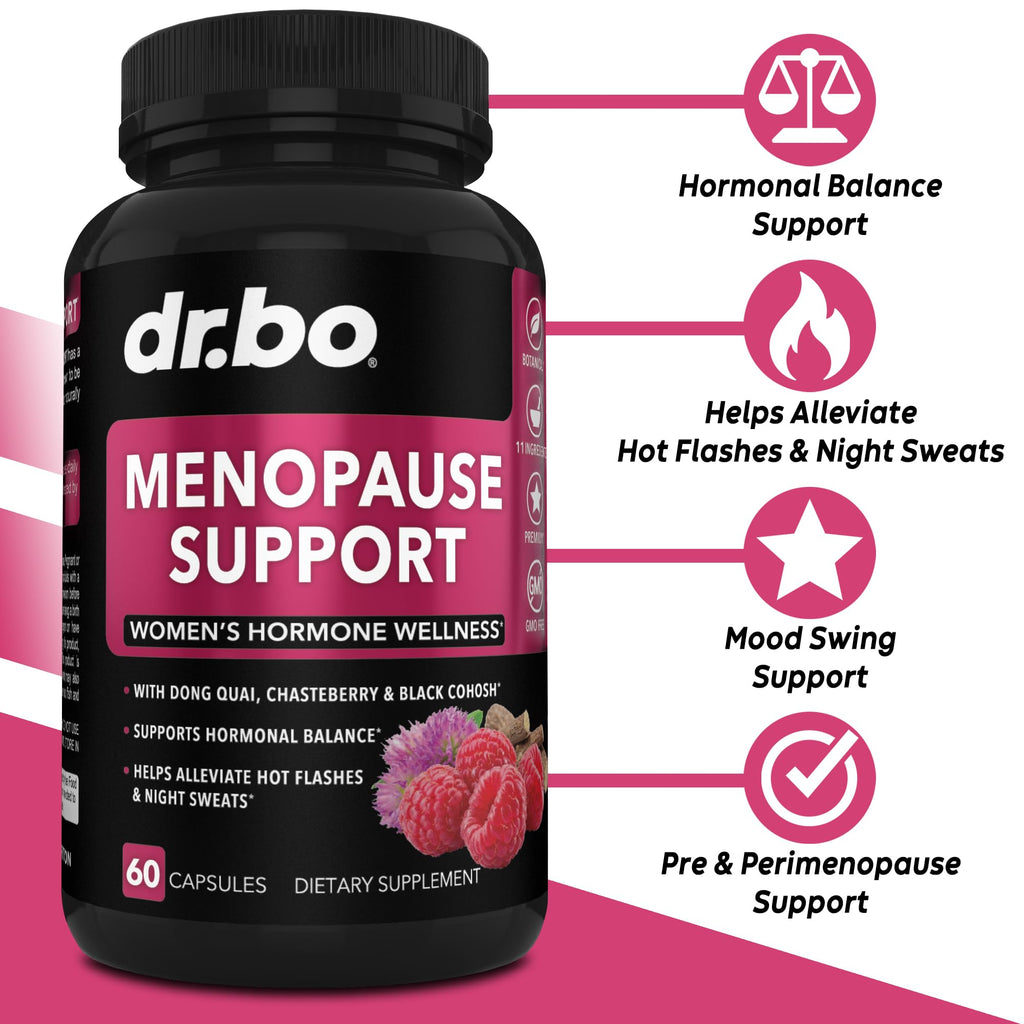 Menopause Supplements for Women Support Pills - Natural Menopause Relief for Hot Flashes, Night Sweats & Mood Swings with Dong Quai, Chasteberry & Black Cohosh - Hormone Balance for Women Supplement DR. BO Au supplements