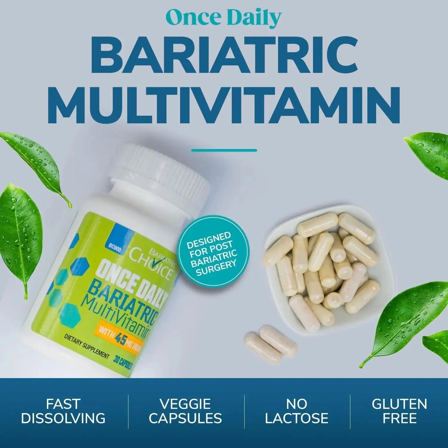 Bariatric Choice Multivitamin & Calcium Bundle (1-Month Supply) | 45mg Iron Multivitamin + 500mg Calcium Citrate with D3 & Probiotics | Bariatric Choice Au supplements