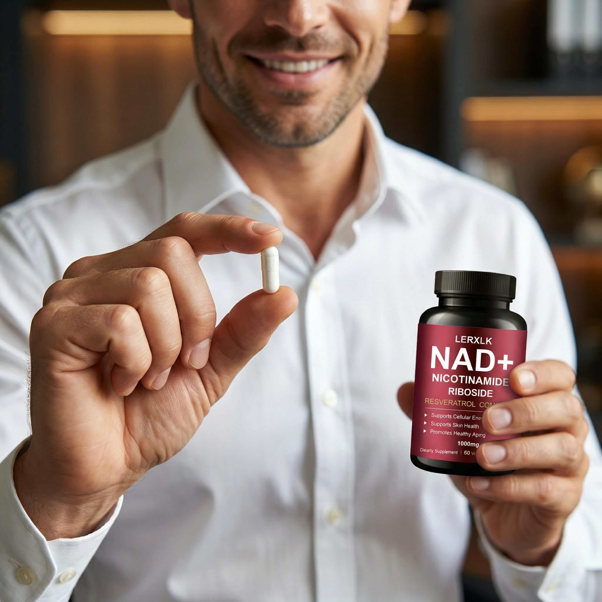 LERXLK NAD+ Supplement 1000mg – Liposomal Nicotinamide Riboside with Resveratrol, Advanced Cellular Energy & Healthy Aging Support, 60 Vegetarian Capsules LERXLK Au supplements