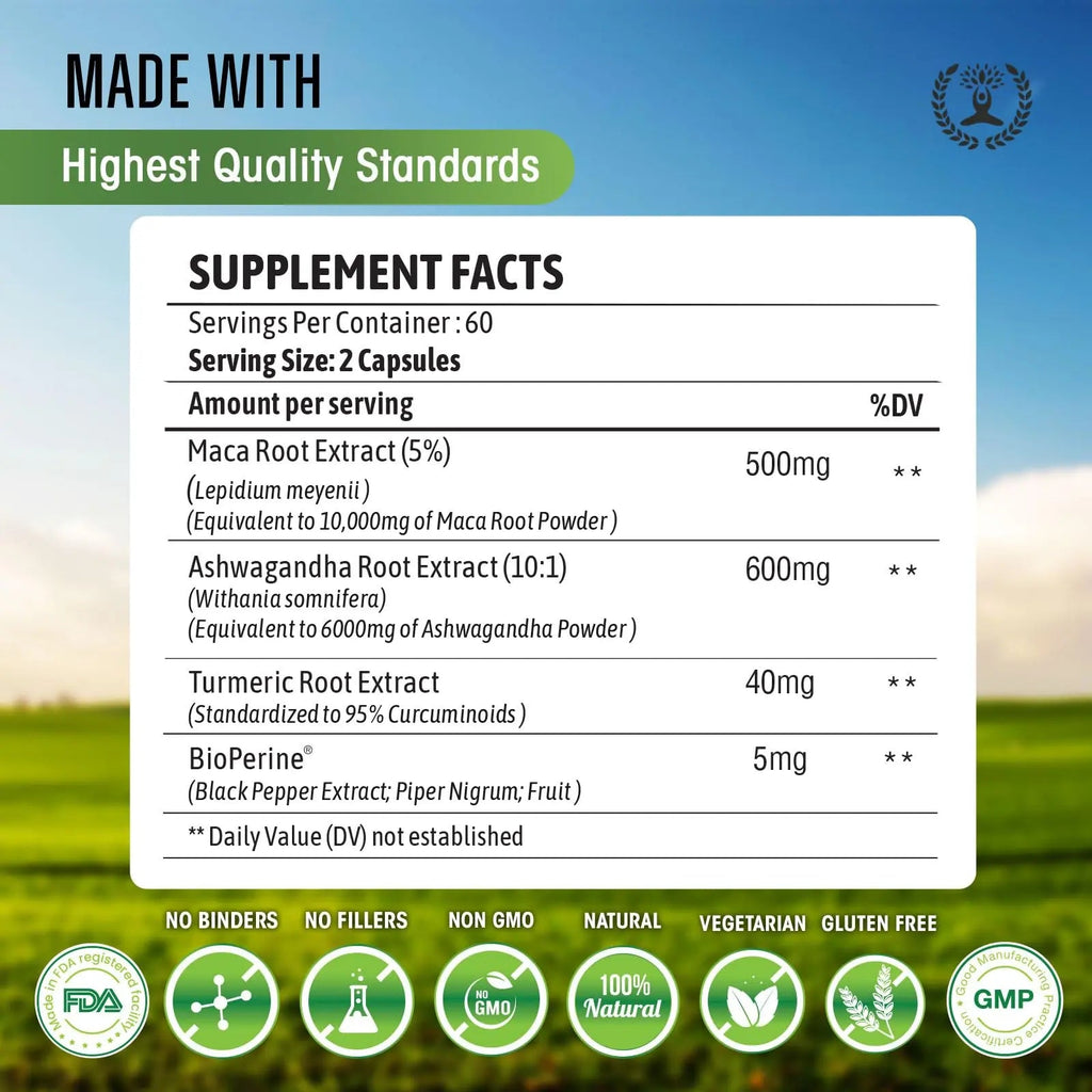 Maca Root 10,000 mg, Ashwagandha 6000mg Extract, Capsules for Men & Women CIRCLE OF NATURE Au supplements