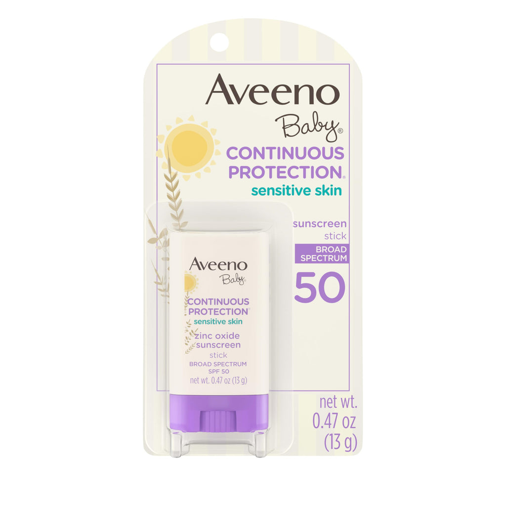 Aveeno Baby Continuous Protection Mineral Sunscreen Stick for Sensitive Skin with Broad Spectrum SPF 50 Protection for Face & Body