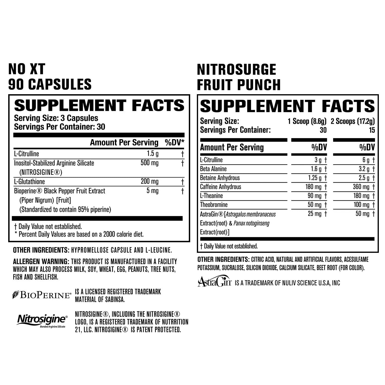 Jacked Factory Nitrosurge Pre-Workout in Fruit Punch & N.O. XT Nitric Oxide Booster Jacked Factory Au supplements