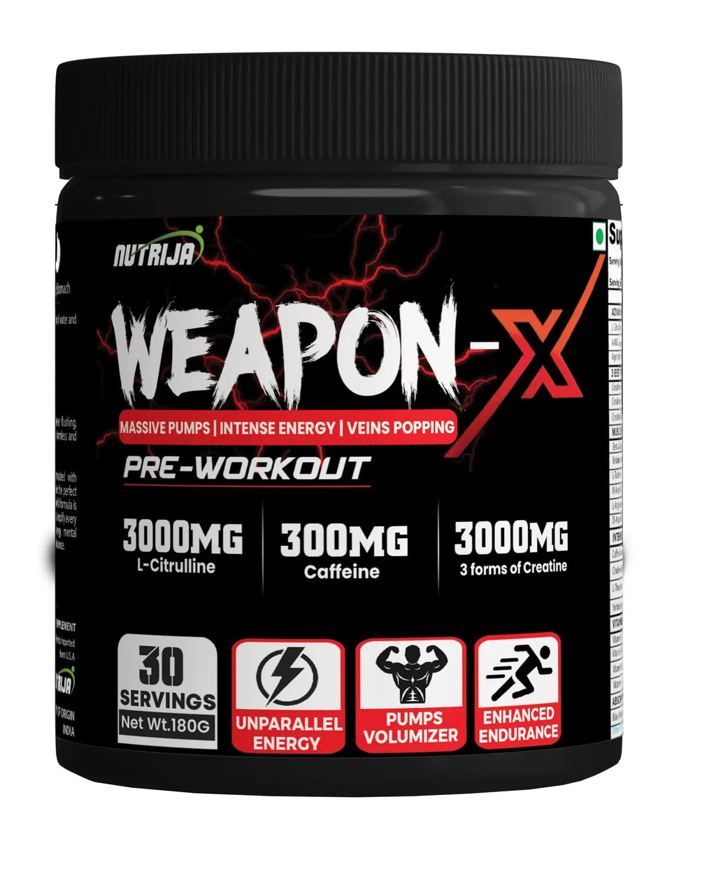 NutriJa Weapon-X Pre-Workout Powder with 21 Active Ingredients - 3 Best Forms of Creatine NutriJa Au supplements